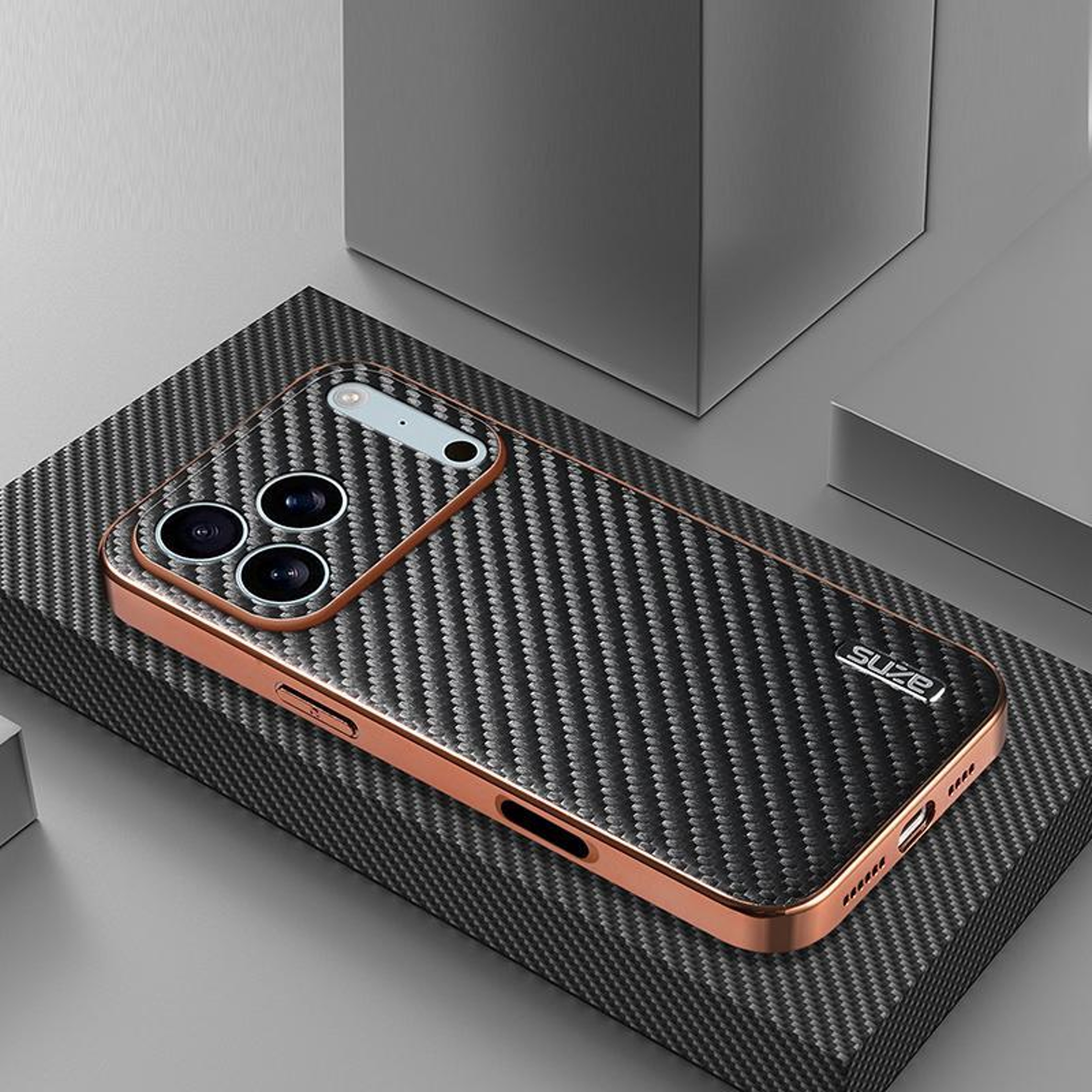 Carbon Fiber IPhone 18 Pro Case With Electroplated Edge And Shock Protection 1