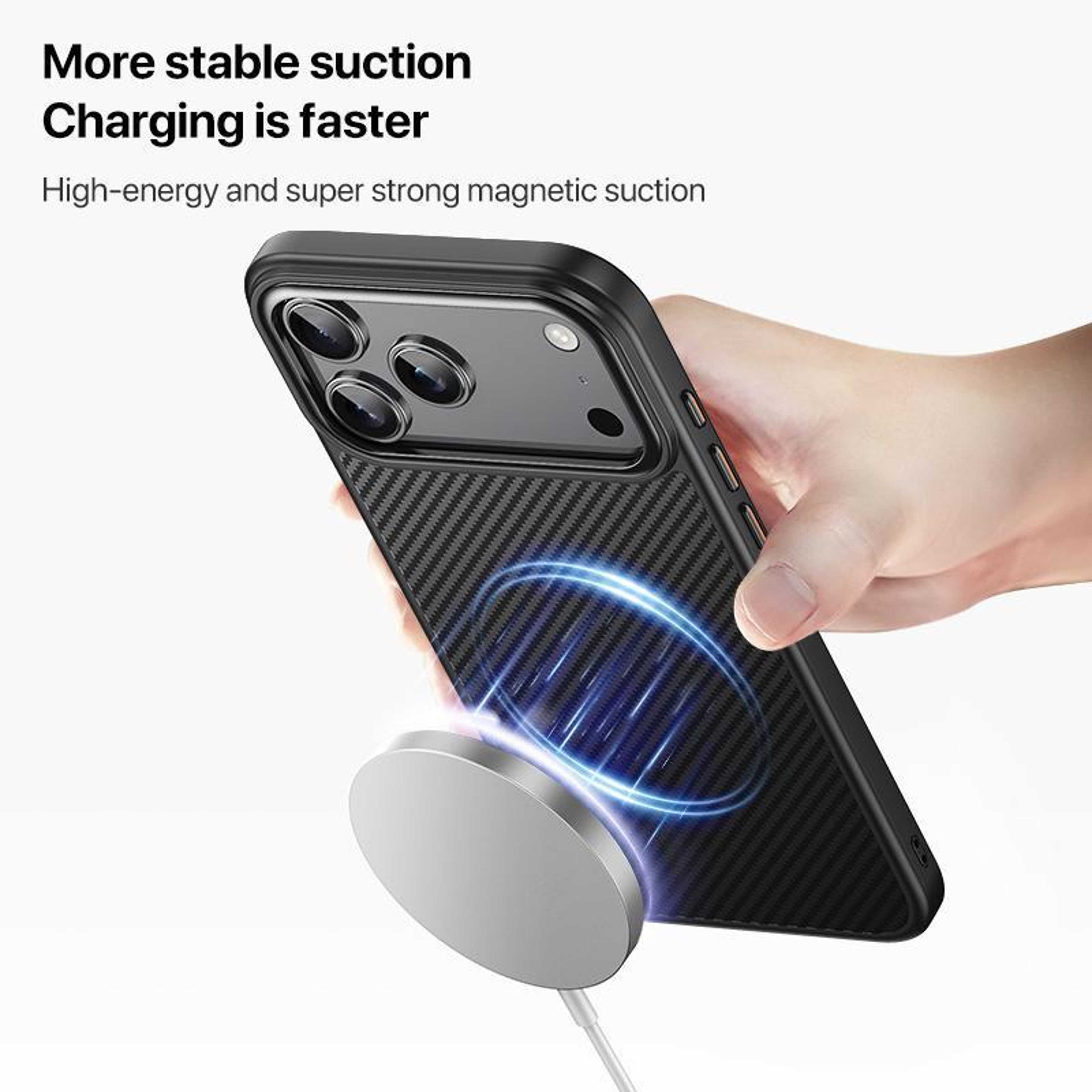 iPhone 18 Pro Max Case Magnetic Shockproof Carbon Fiber Texture Case Black – view 6