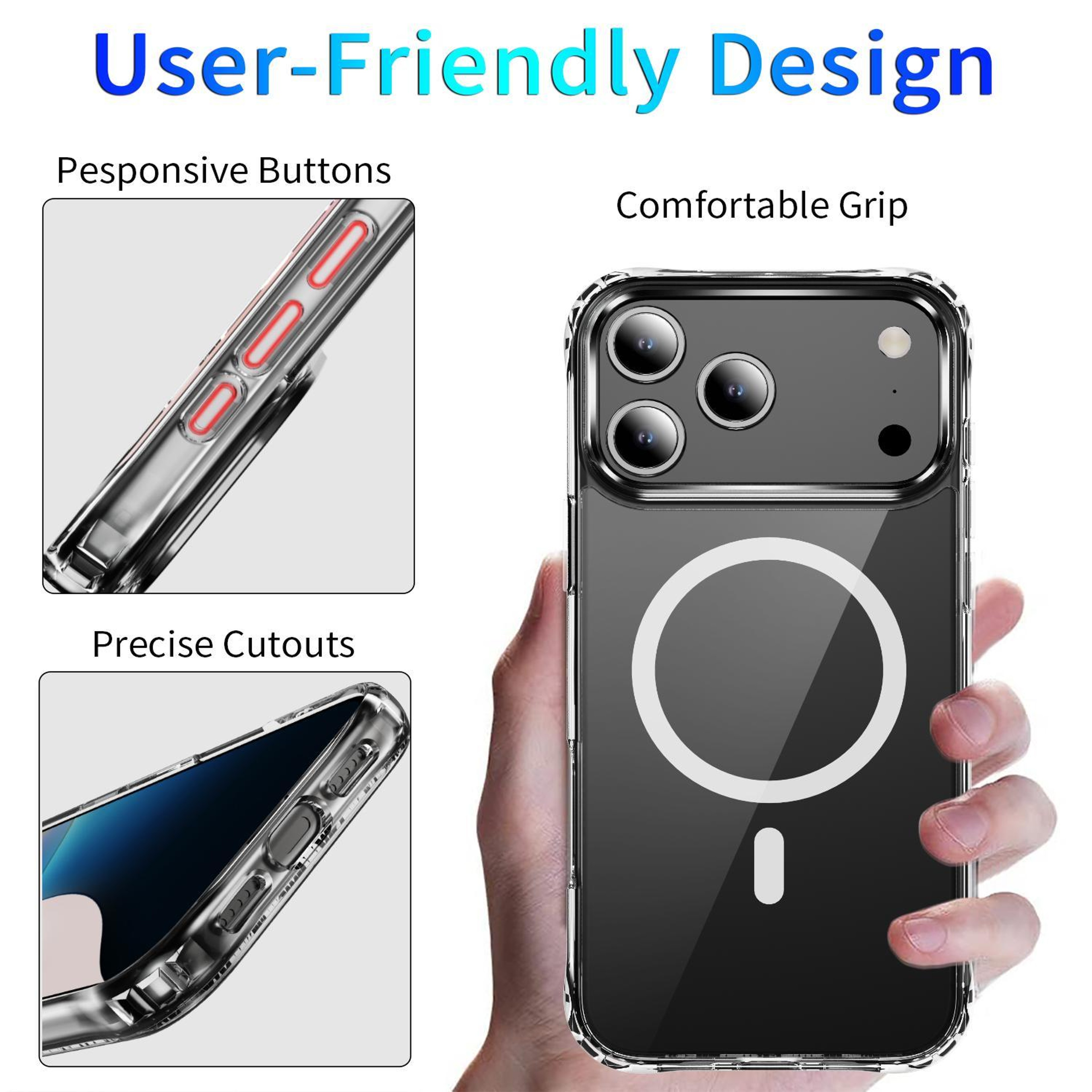 iPhone 18 Pro Clear MagSafe Case with Air-Cushion Corner Protection – view 3