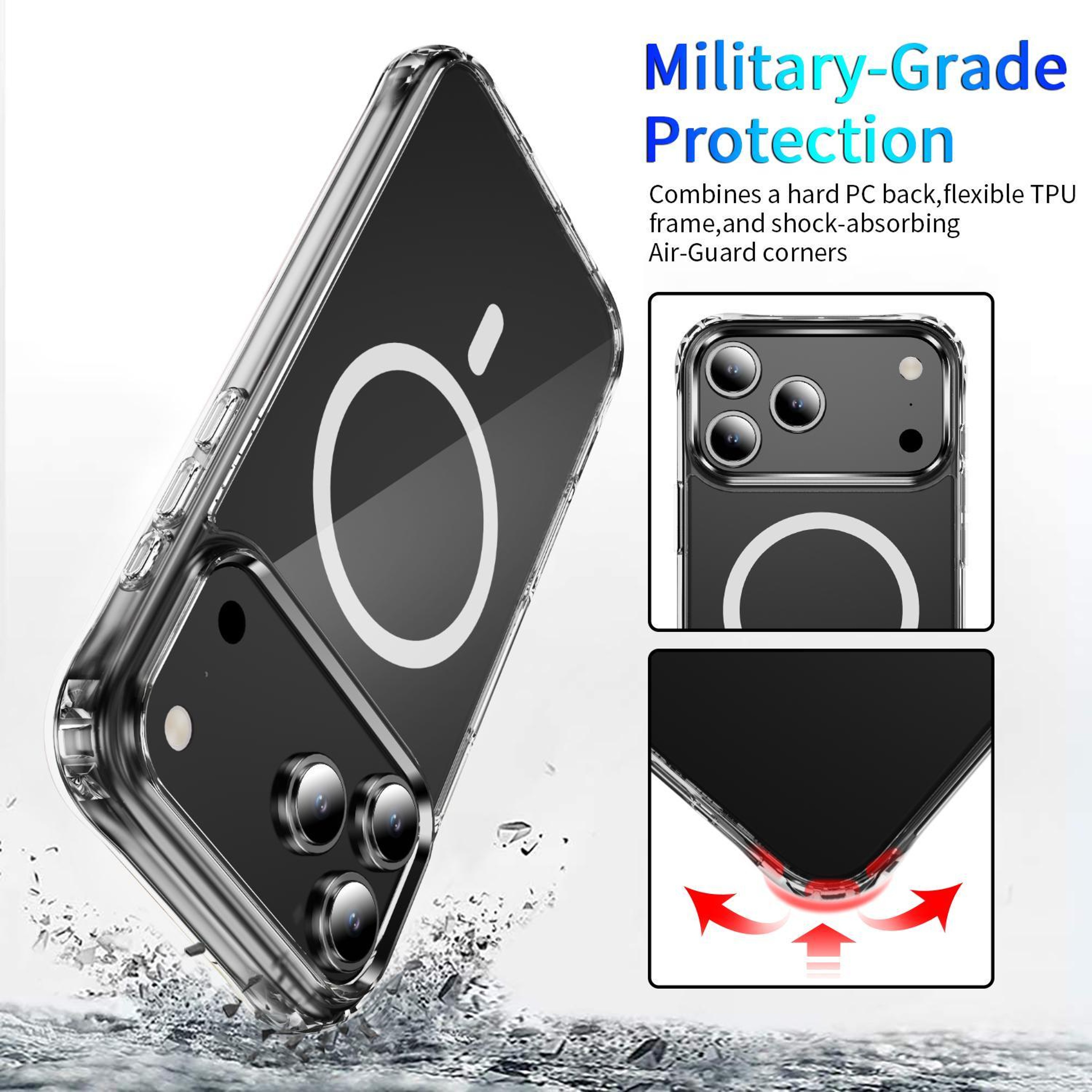 iPhone 18 Pro Max Case Clear MagSafe Magnetic Case with Airbag Corner Protection – view 7