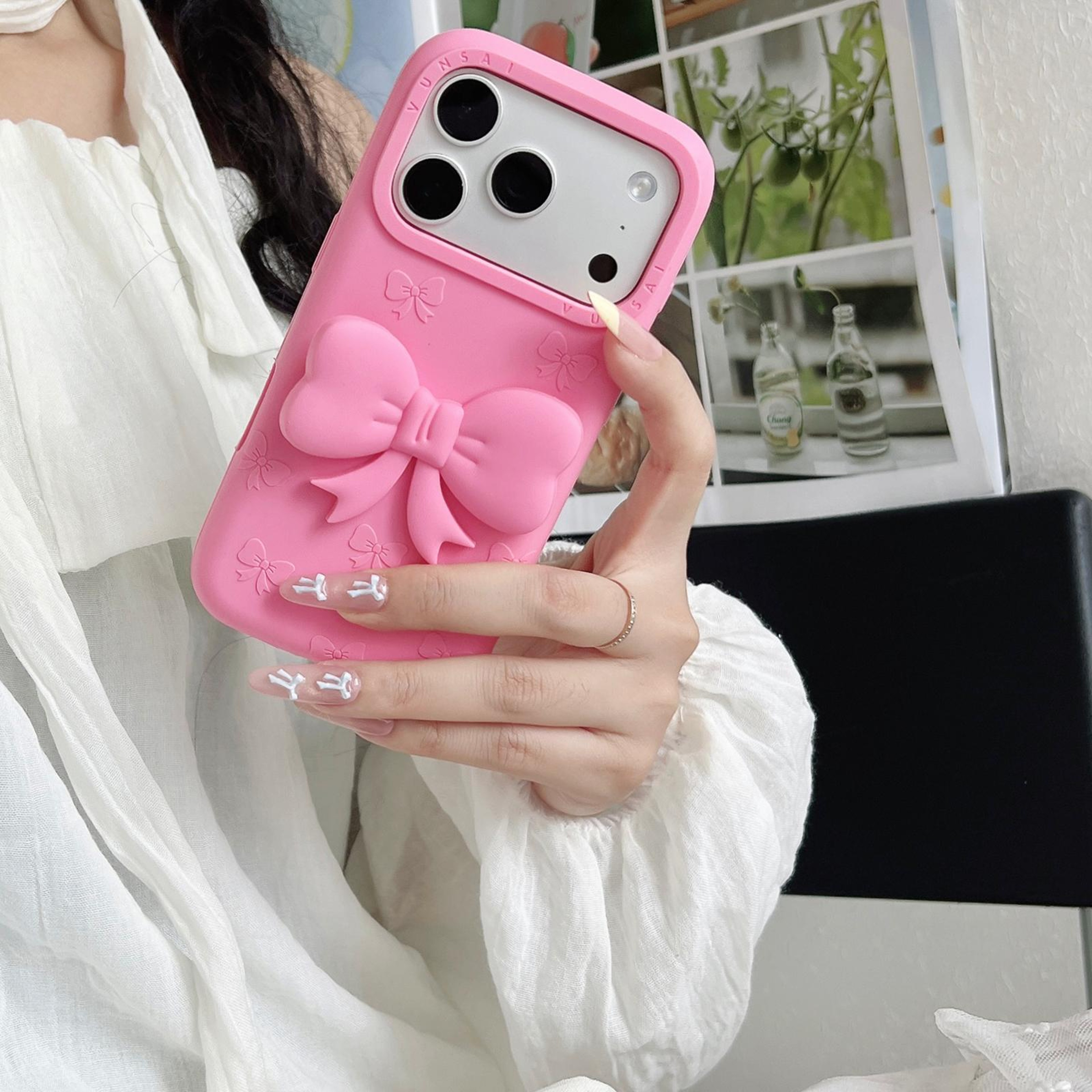 Cute 3D Bow IPhone 18 Pro Silicone Case With HandsFree Stand 7