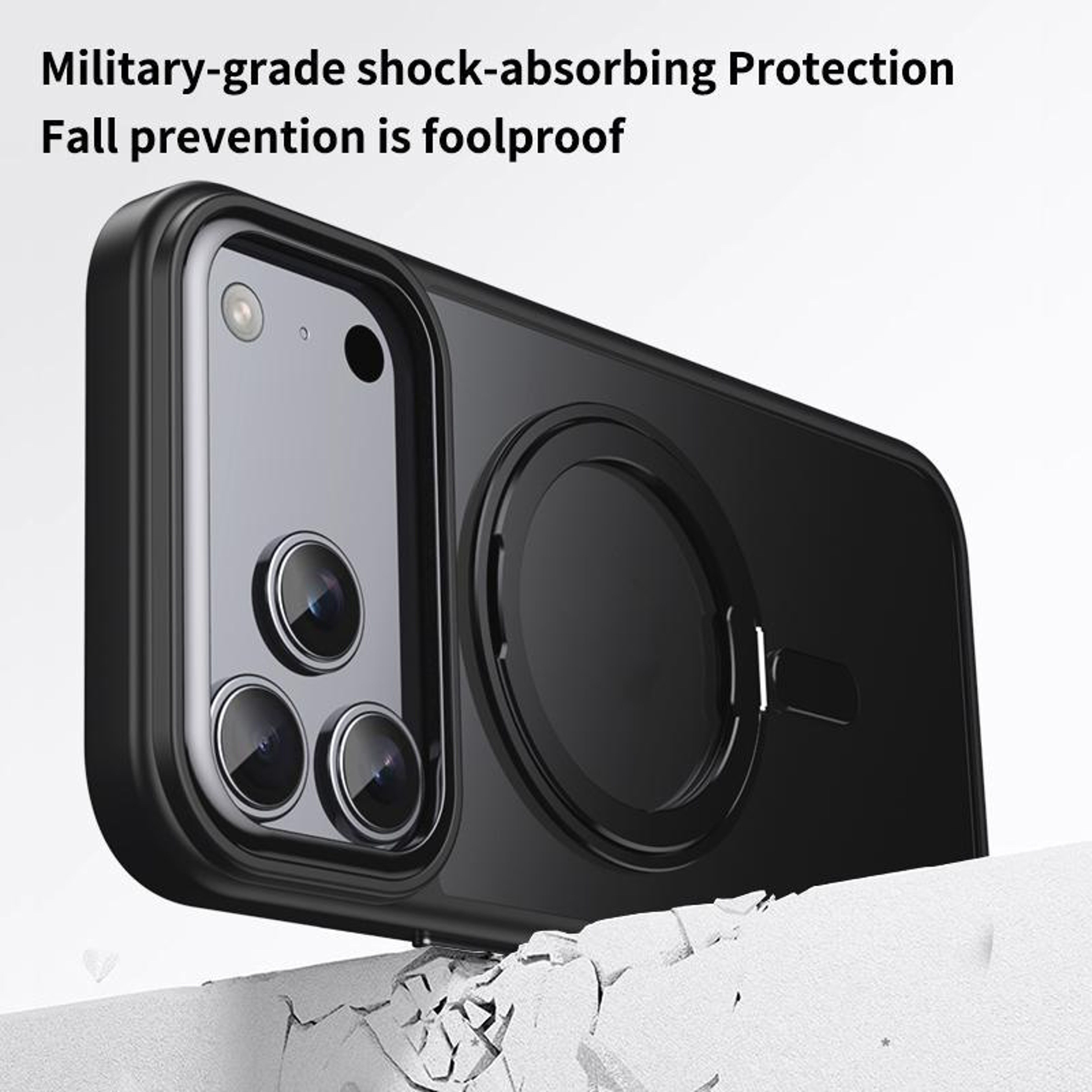 IPhone 18 Pro Frosted MagSafe Case With 360 Rotating Ring Holder 4