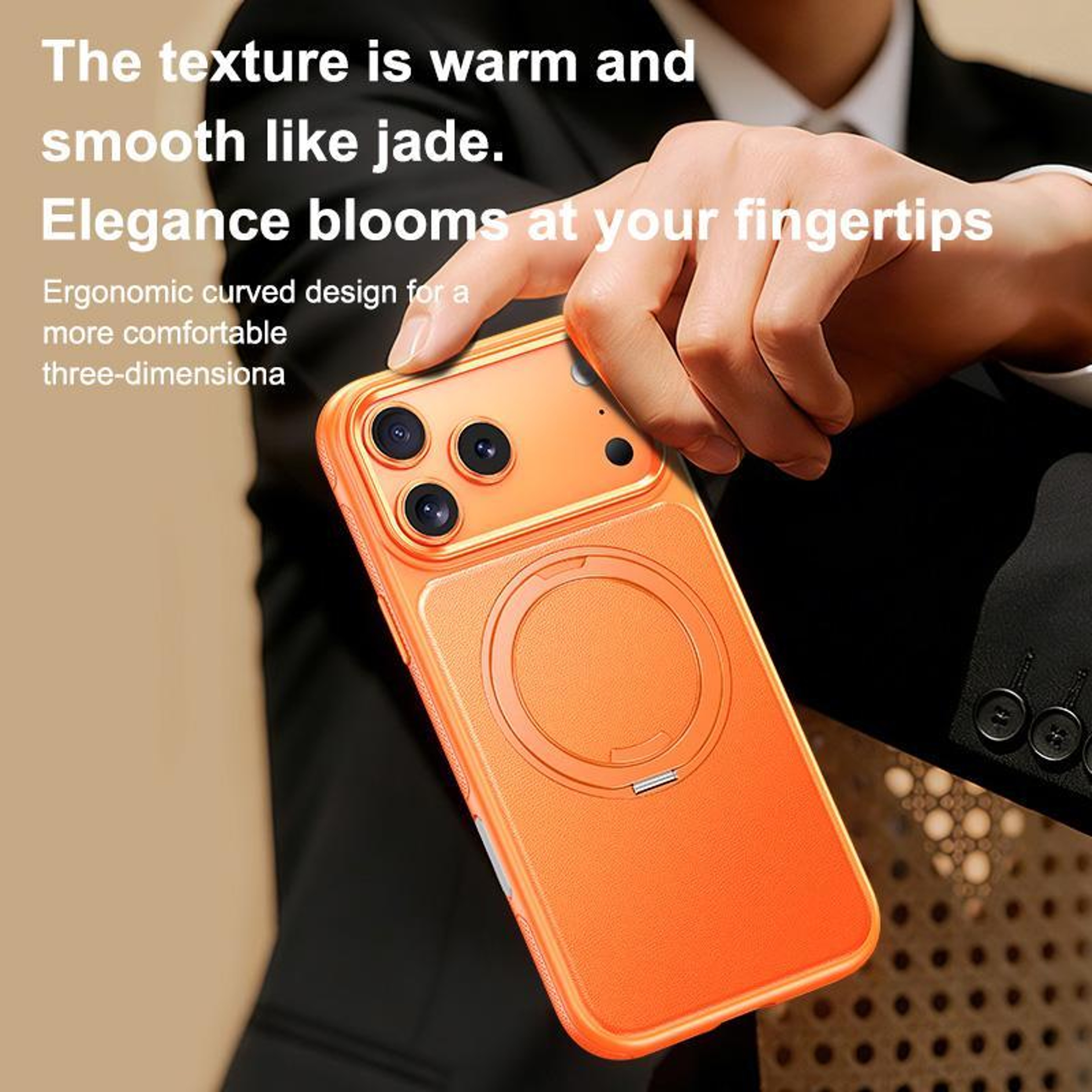 IPhone 18 Pro Leather Magnetic Case With 360Degree Rotating Holder 4