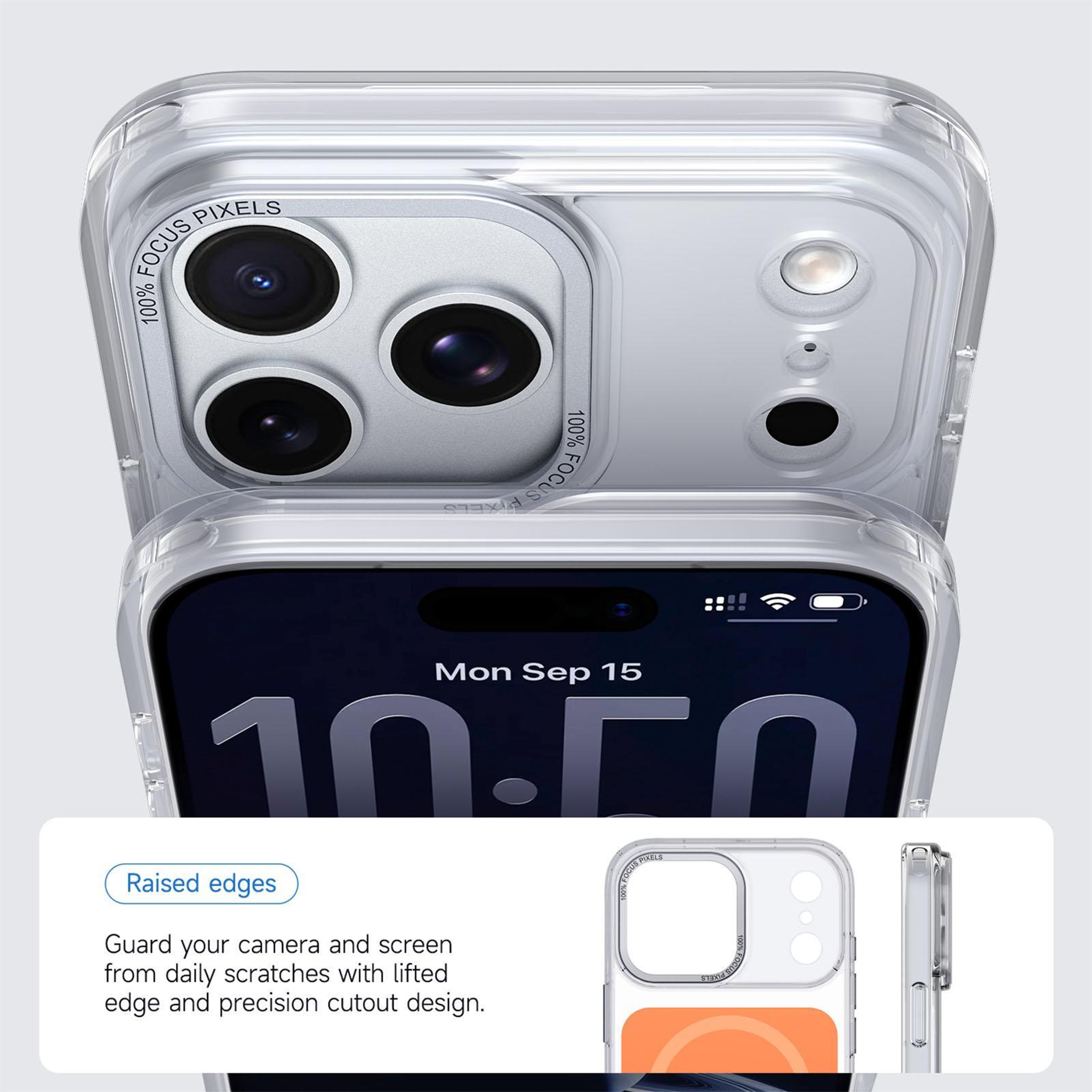 Kalebol IPhone 18 Pro MagSafe Case With N52 Magnetic Clear Back And Orange Metal Camera Protection 4