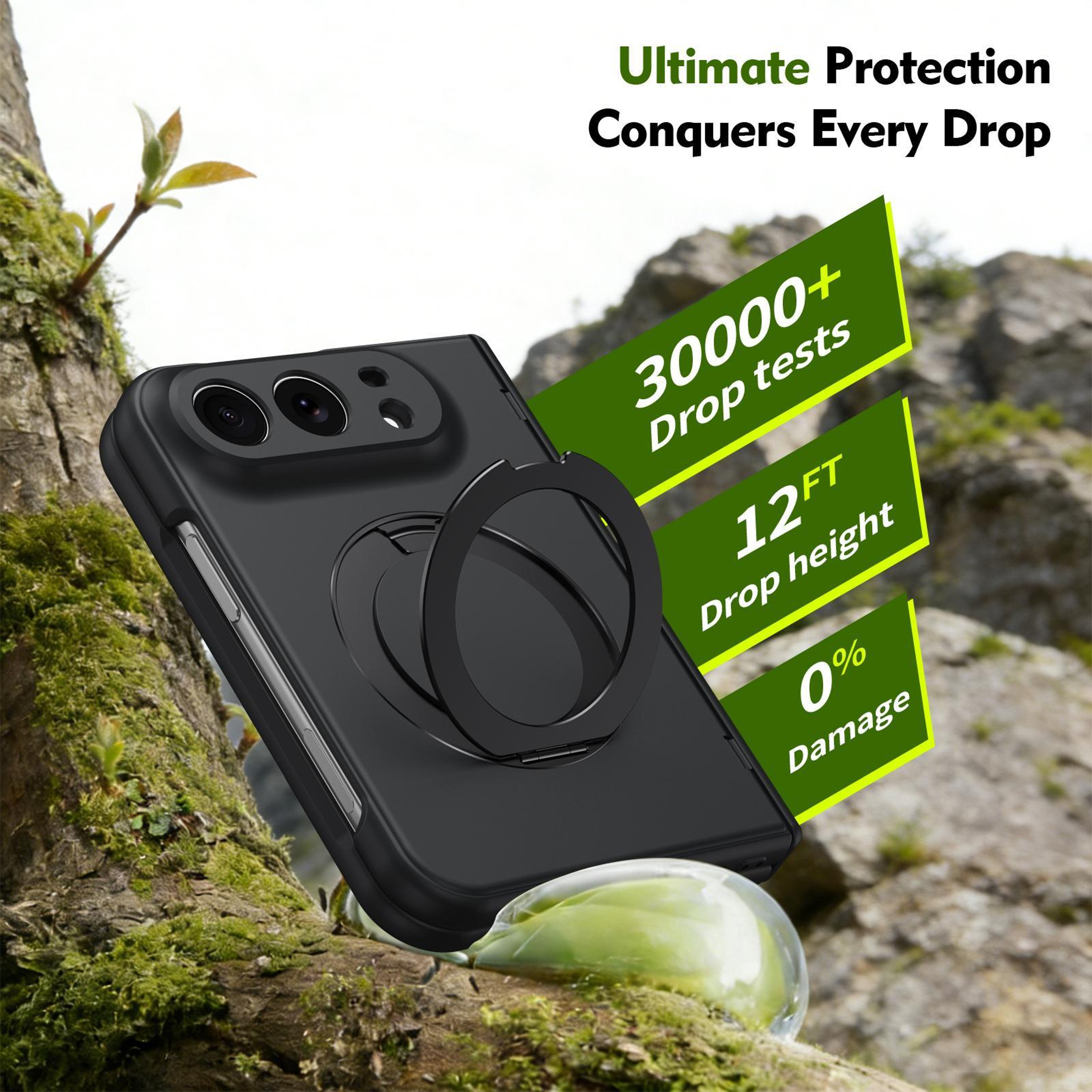 iPhone Fold Magnetic Case with 360° Ring Stand, Hinge Protection and Built-In Screen Protector – view 4