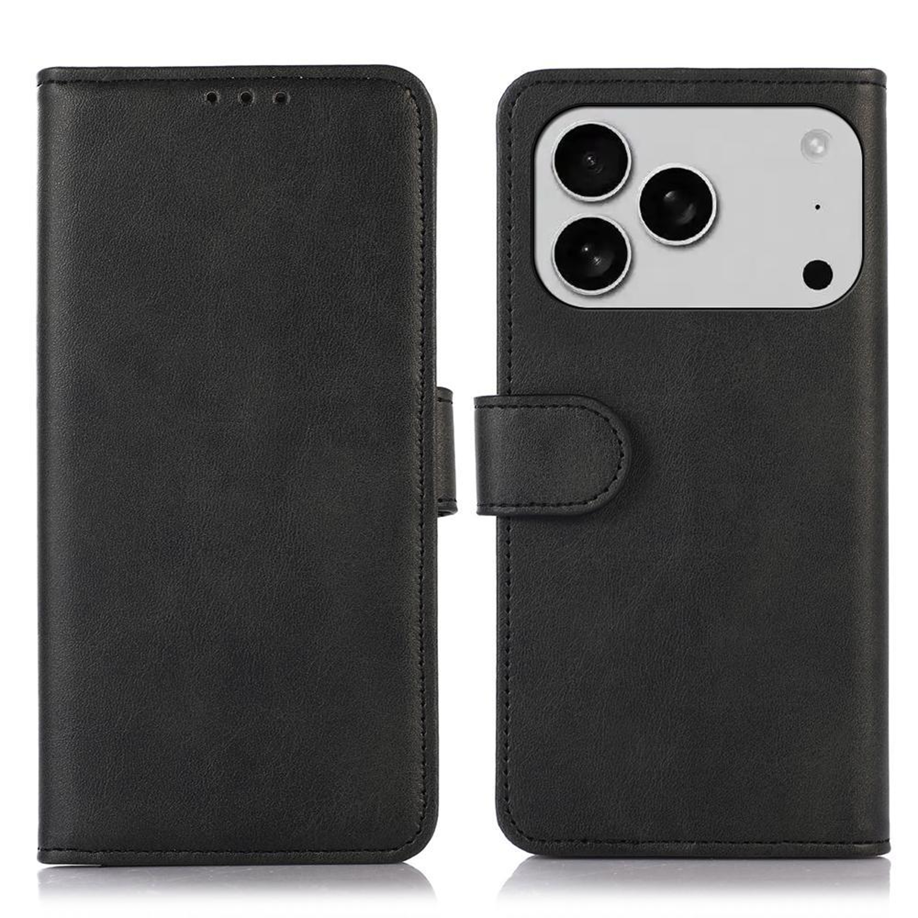 IPhone 18 Pro Case Cow Texture PU Leather Wallet Case With Card Holder And Stand 0