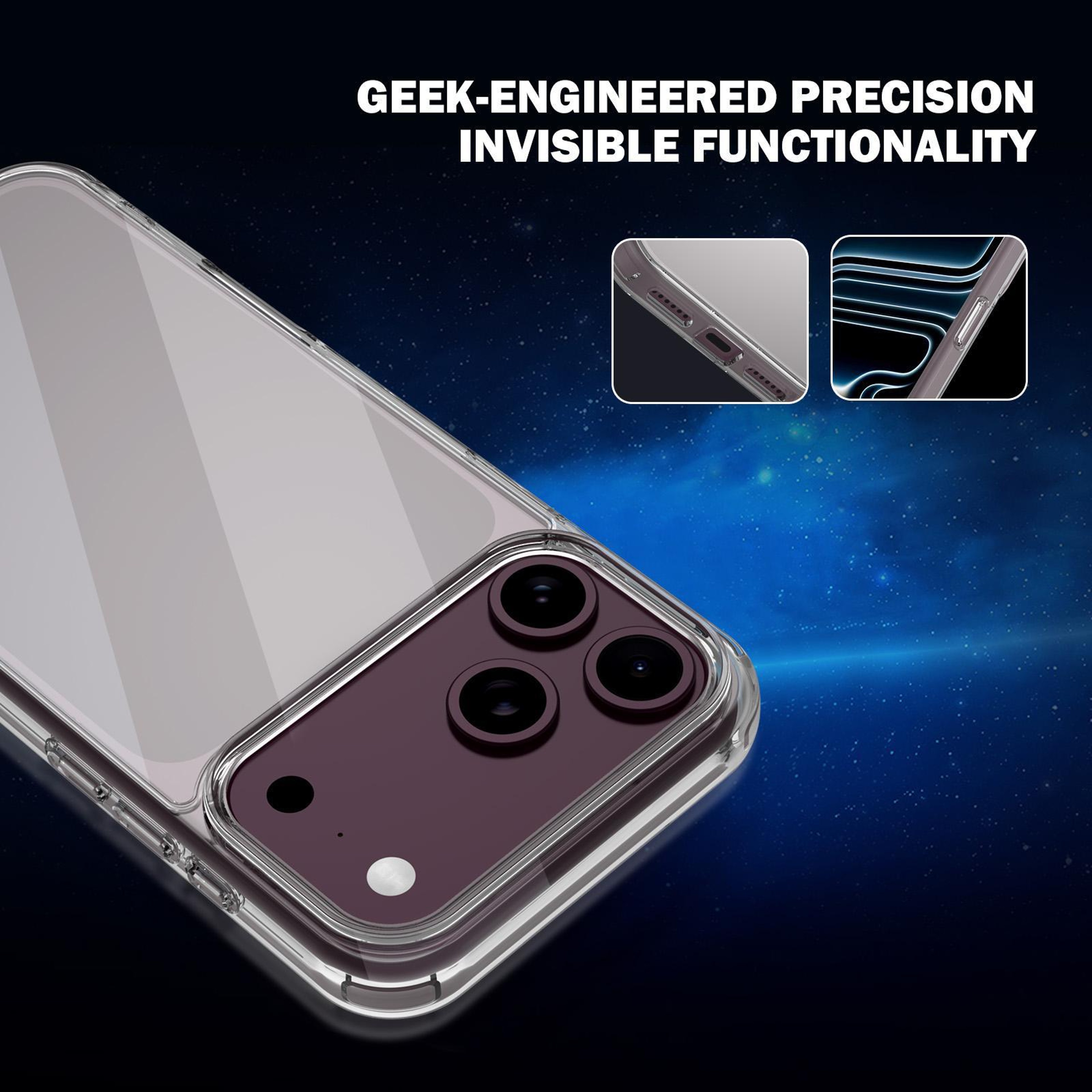 LeReach iPhone 18 Pro Max Clear Shockproof Case with Reinforced Corner Protection – view 3
