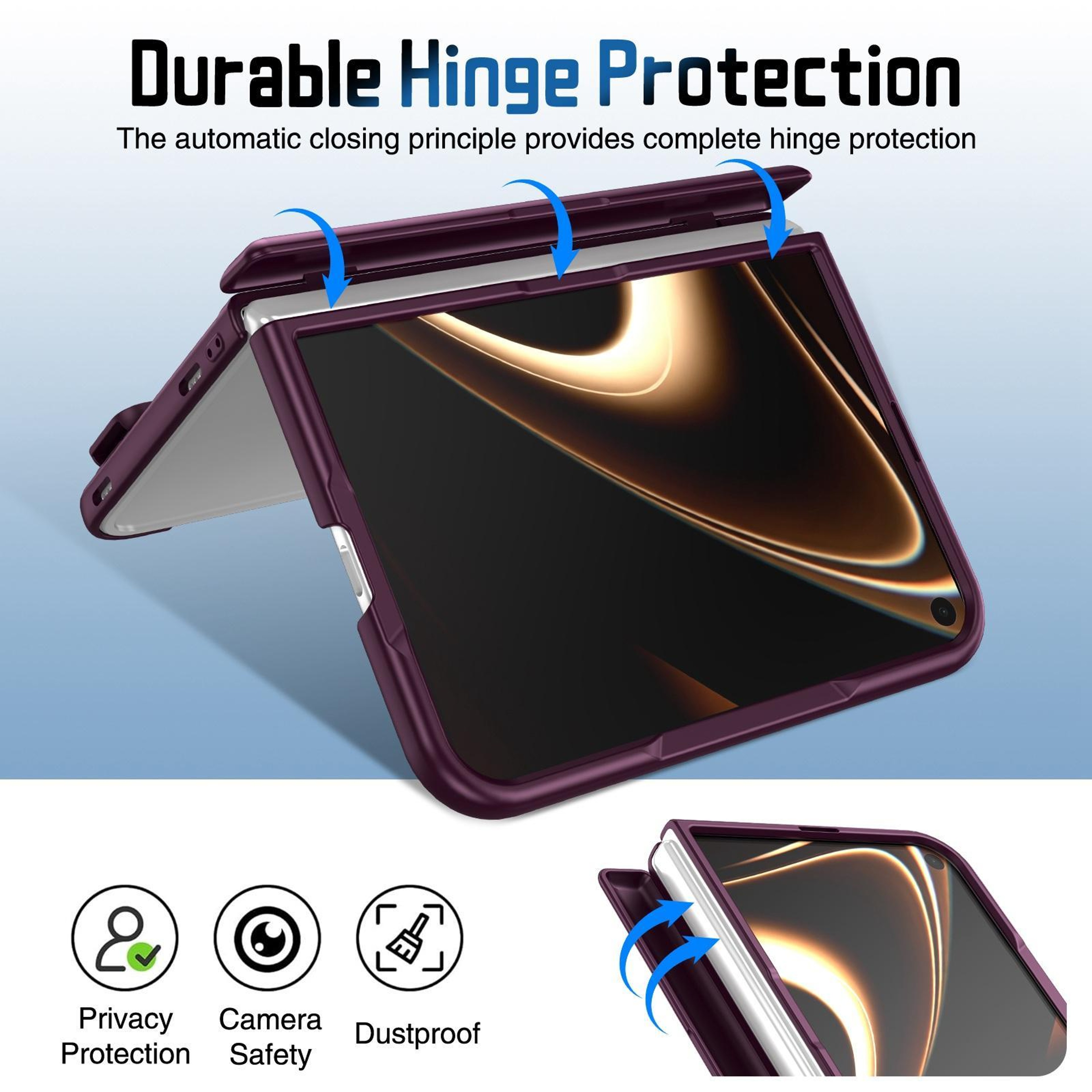iPhone Fold Shockproof Case with Lens Stand, 9H Screen Protection & Wrist Strap – view 3