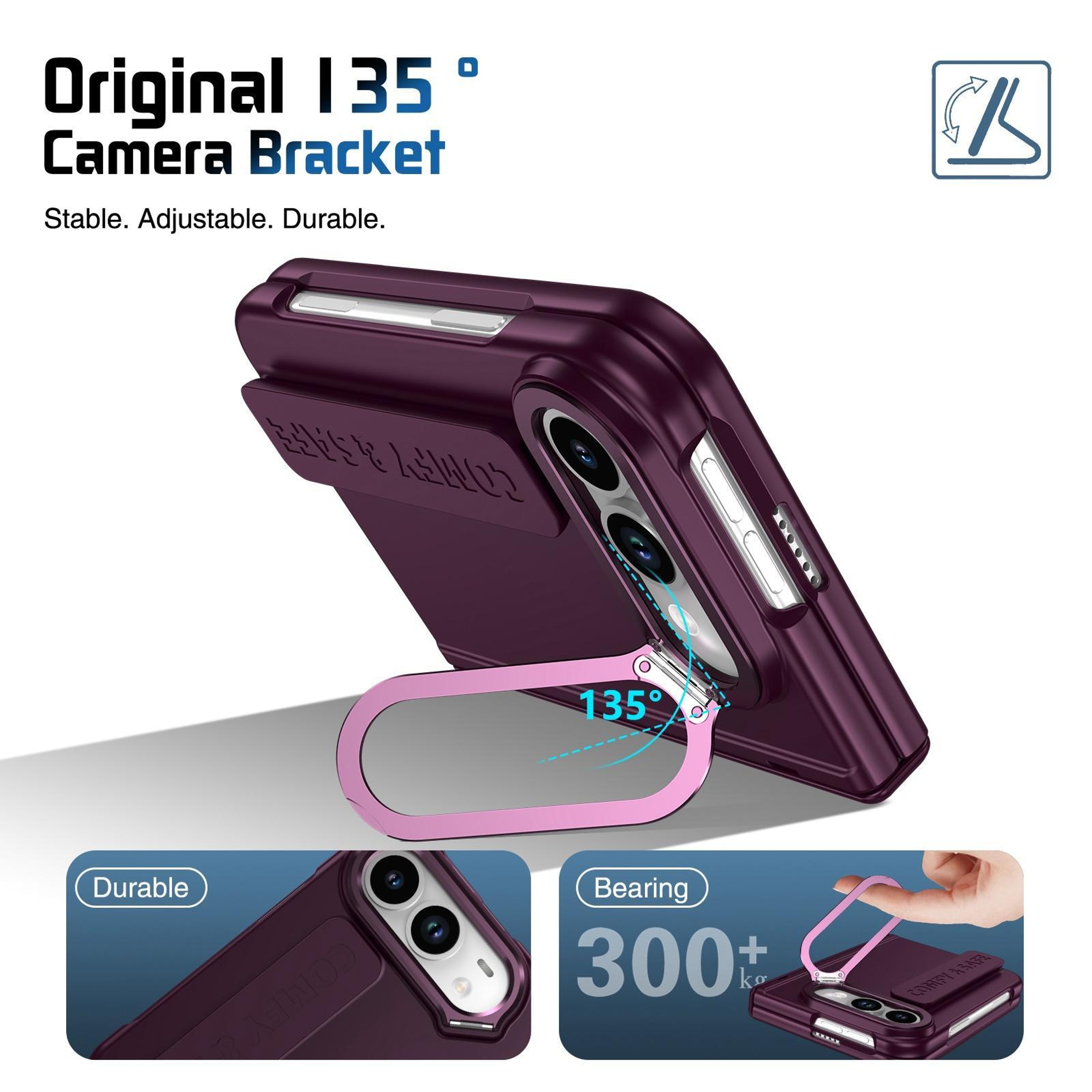 iPhone Fold Shockproof Case with Lens Stand, 9H Screen Protection & Wrist Strap – view 5