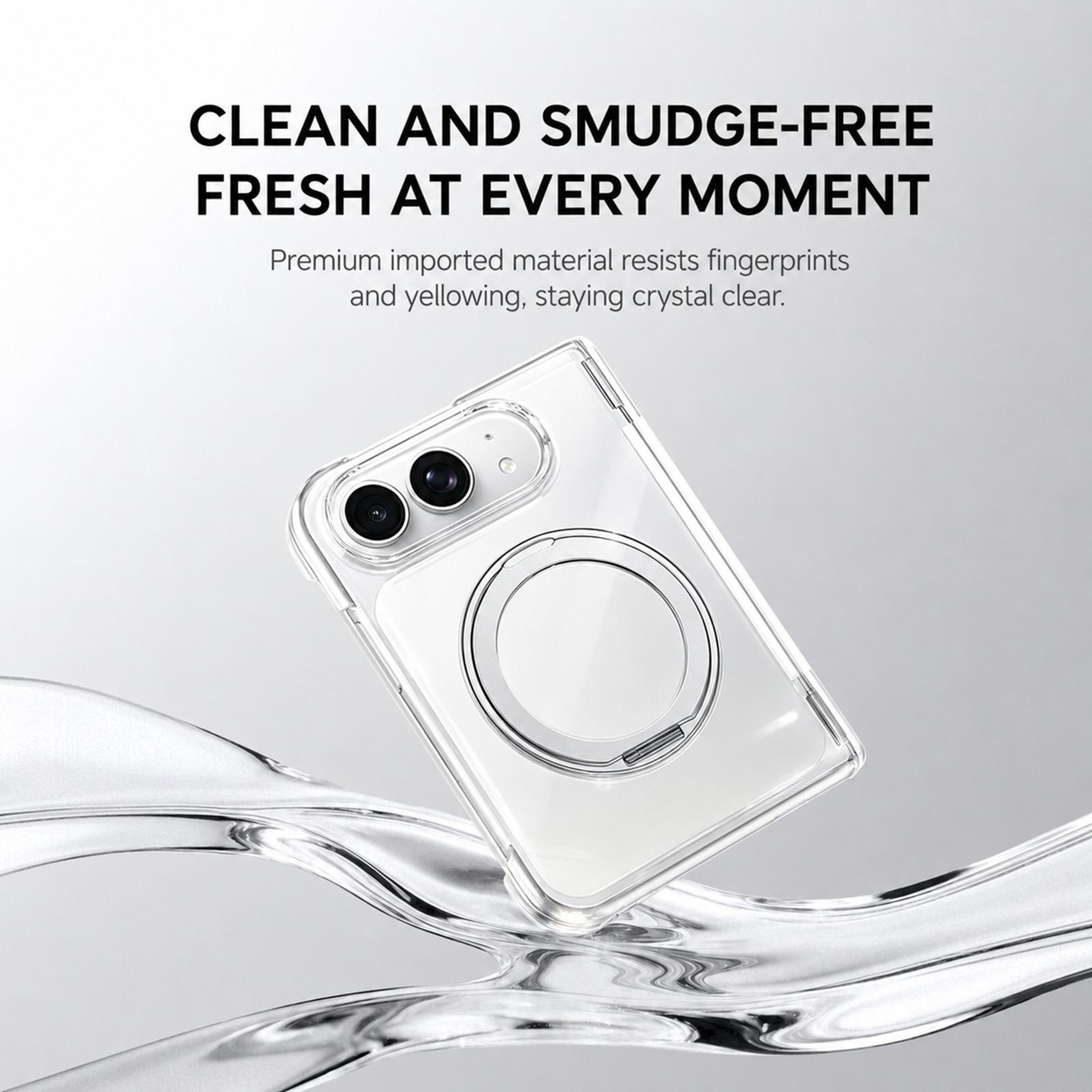 iPhone Fold Clear Magnetic Case with 360 Rotating Kickstand and Metal Holder – view 6