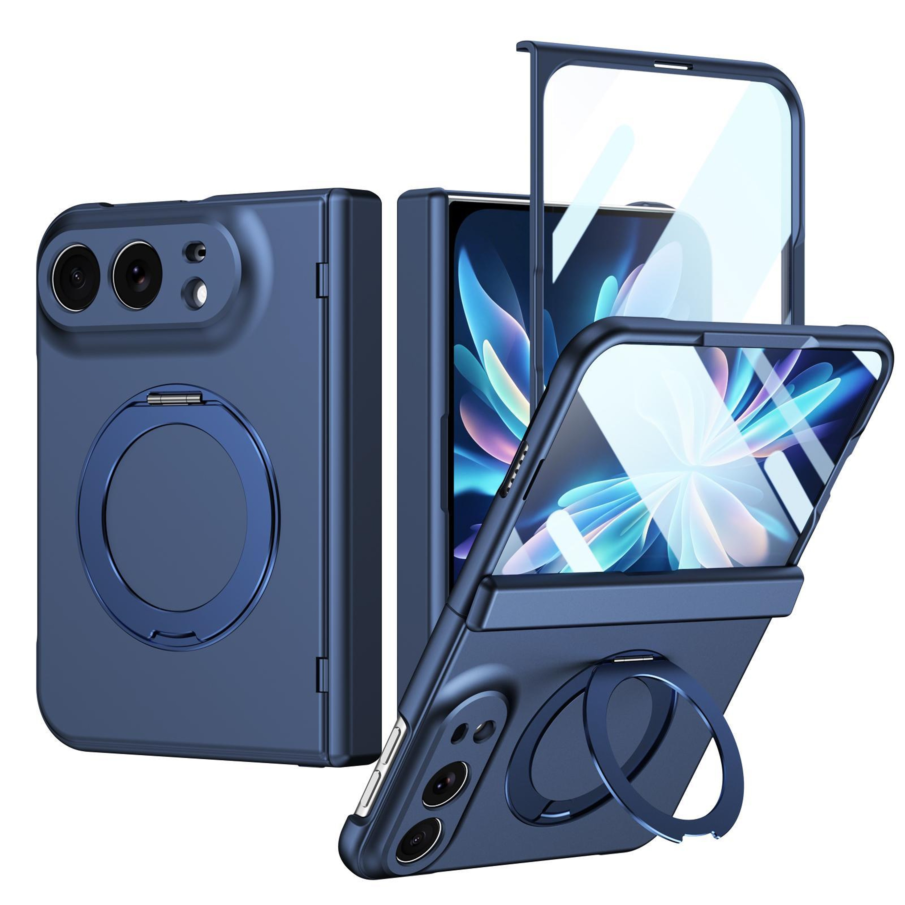 iPhone Fold Magnetic Ring Case with Hinge Protection and Built-In Screen Protector – view 1