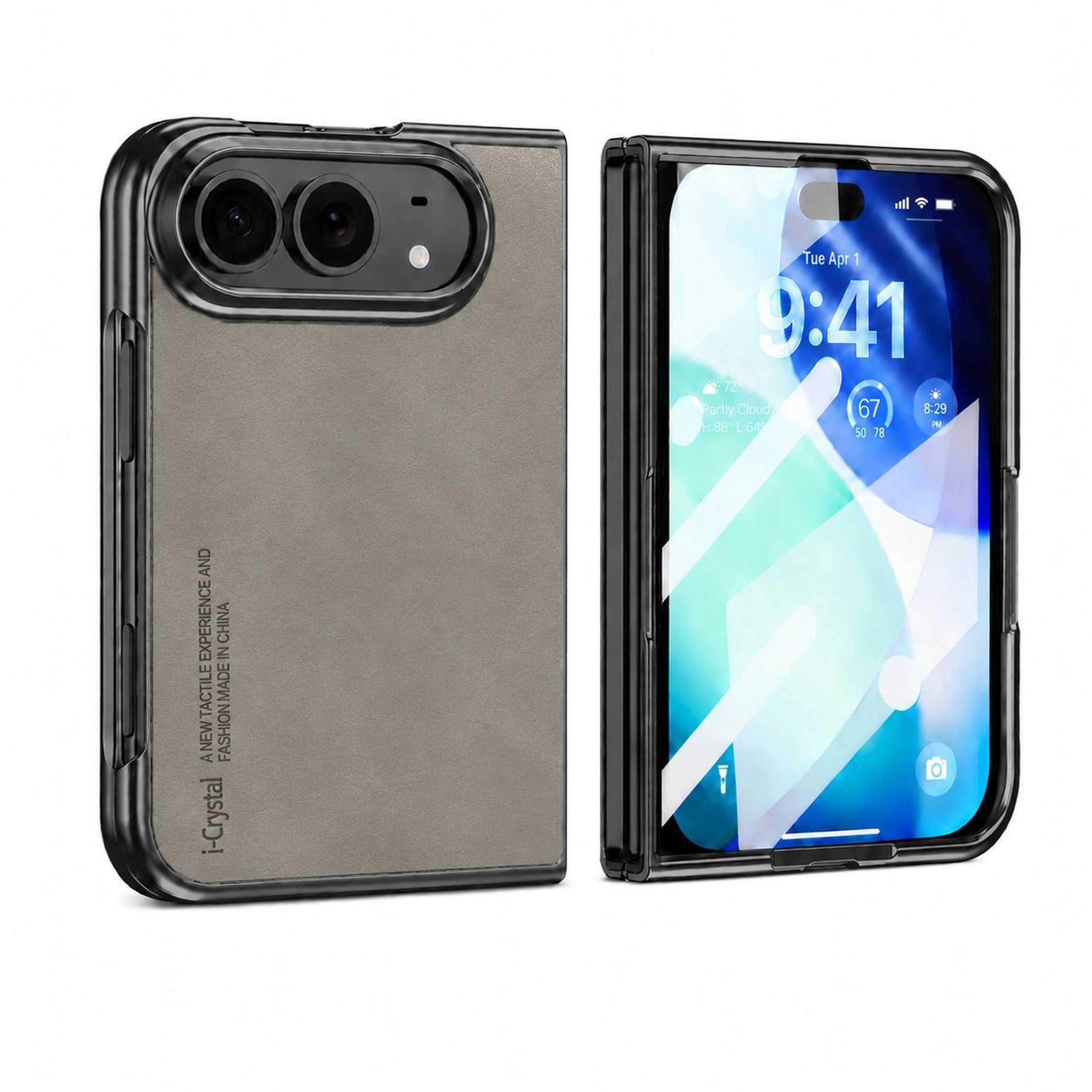 i.Crystal iPhone Fold Case with Vegan Leather Back and Built-In Screen Protector – view 10