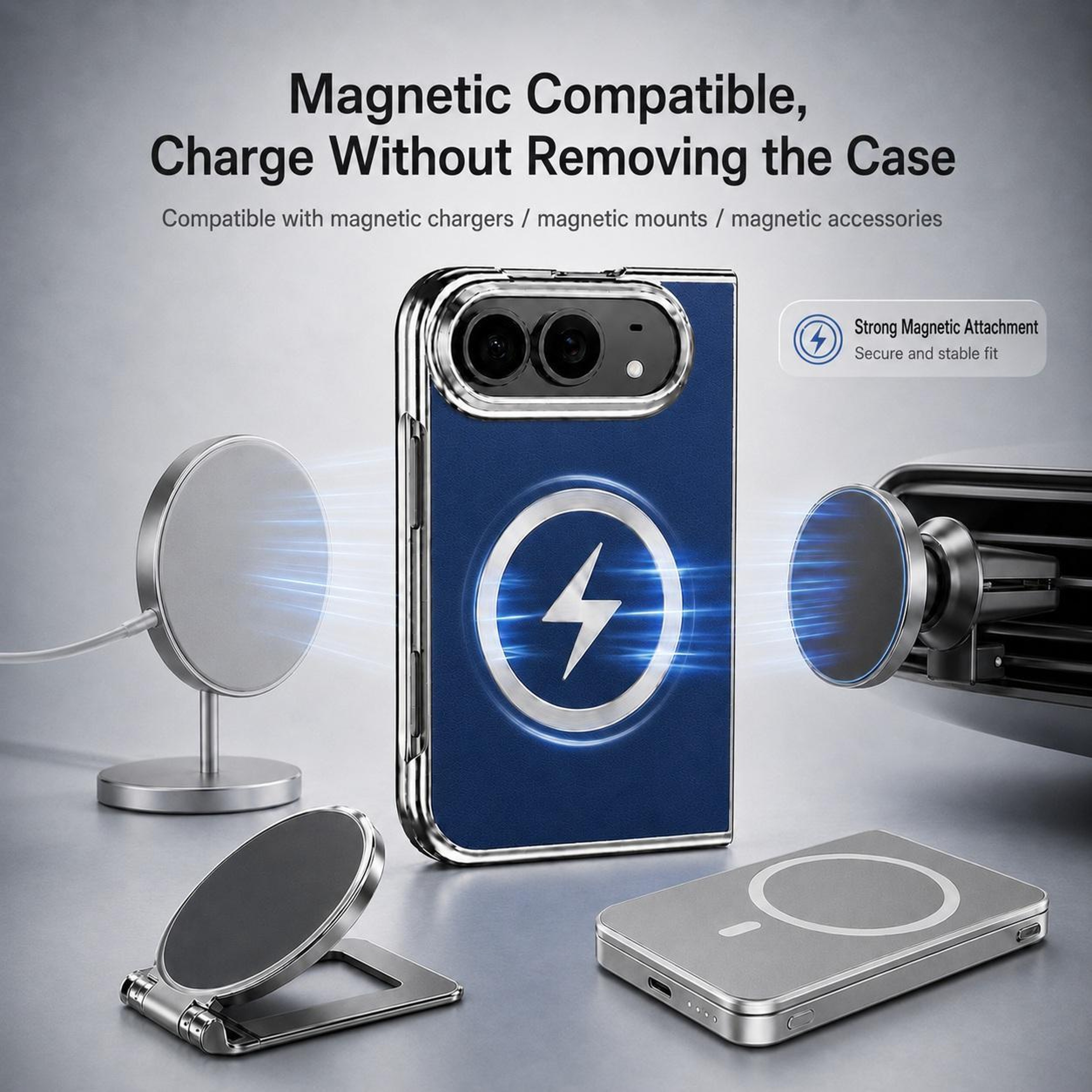 Premium iPhone Fold Case with Magnetic Charging and Integrated Screen Protector, Brown – view 4