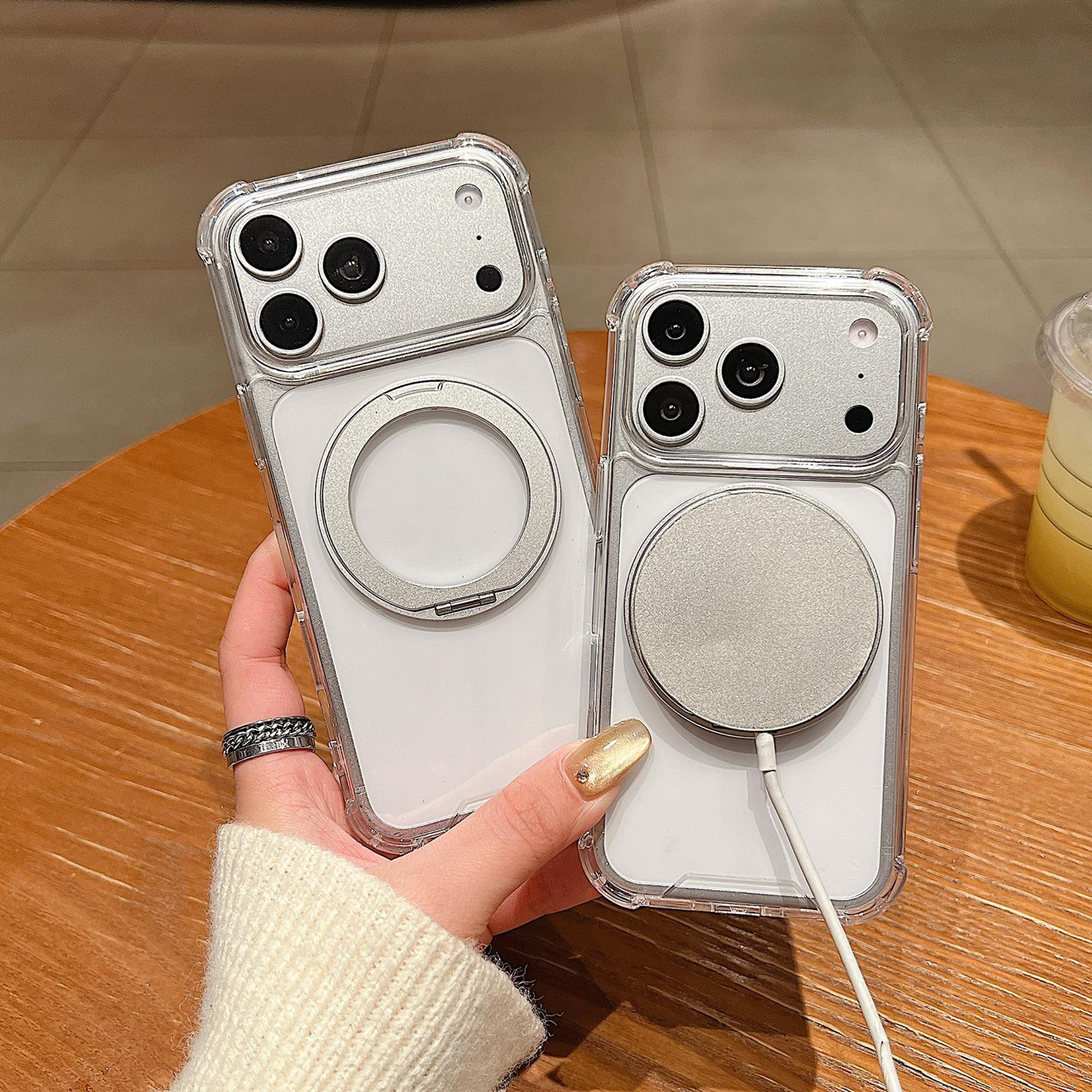 iPhone 18 Pro Clear Magnetic Shockproof Case with 360° Rotating Ring Holder – view 7