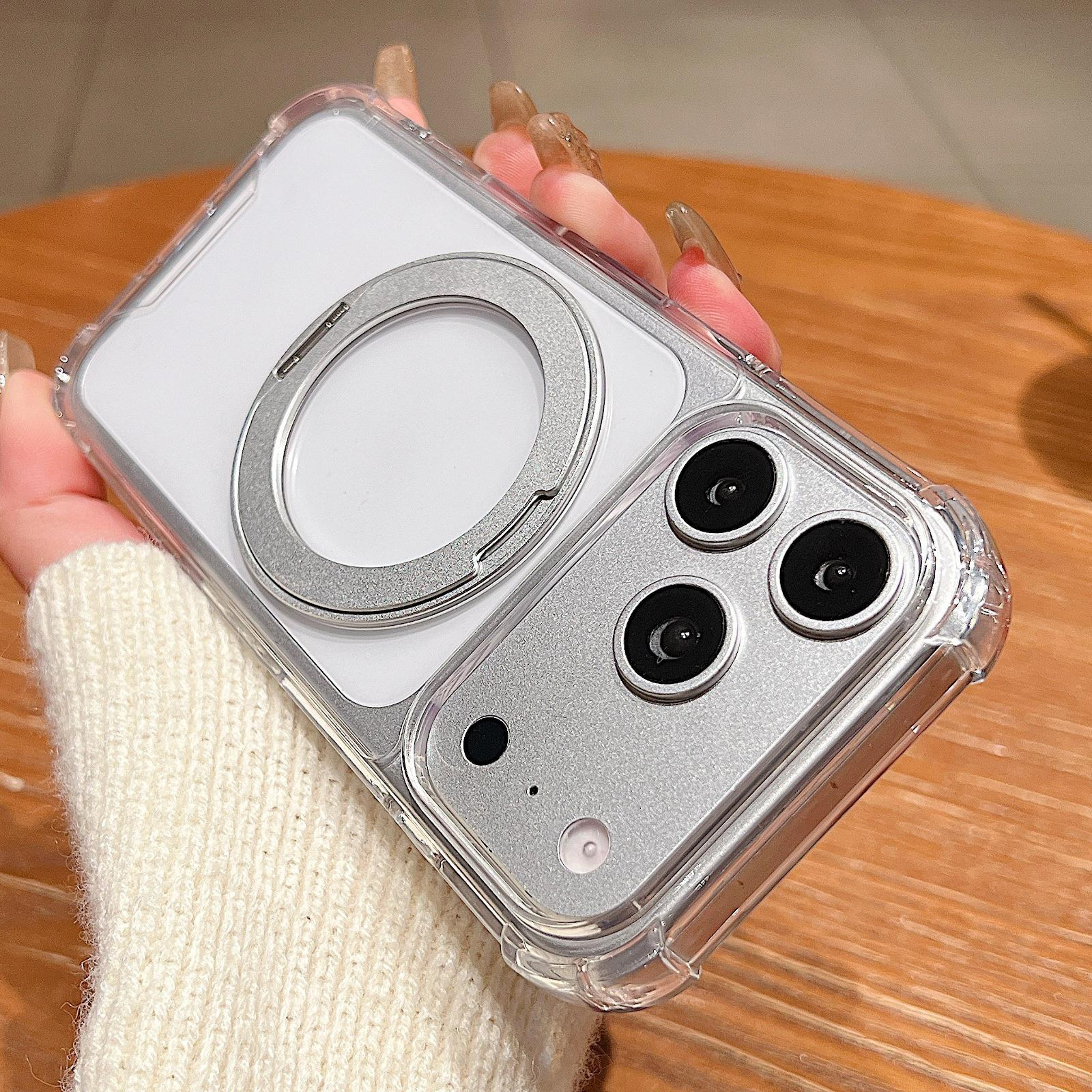 iPhone 18 Pro Max Clear Shockproof Magnetic Case with 360 Rotating Stand – view 1