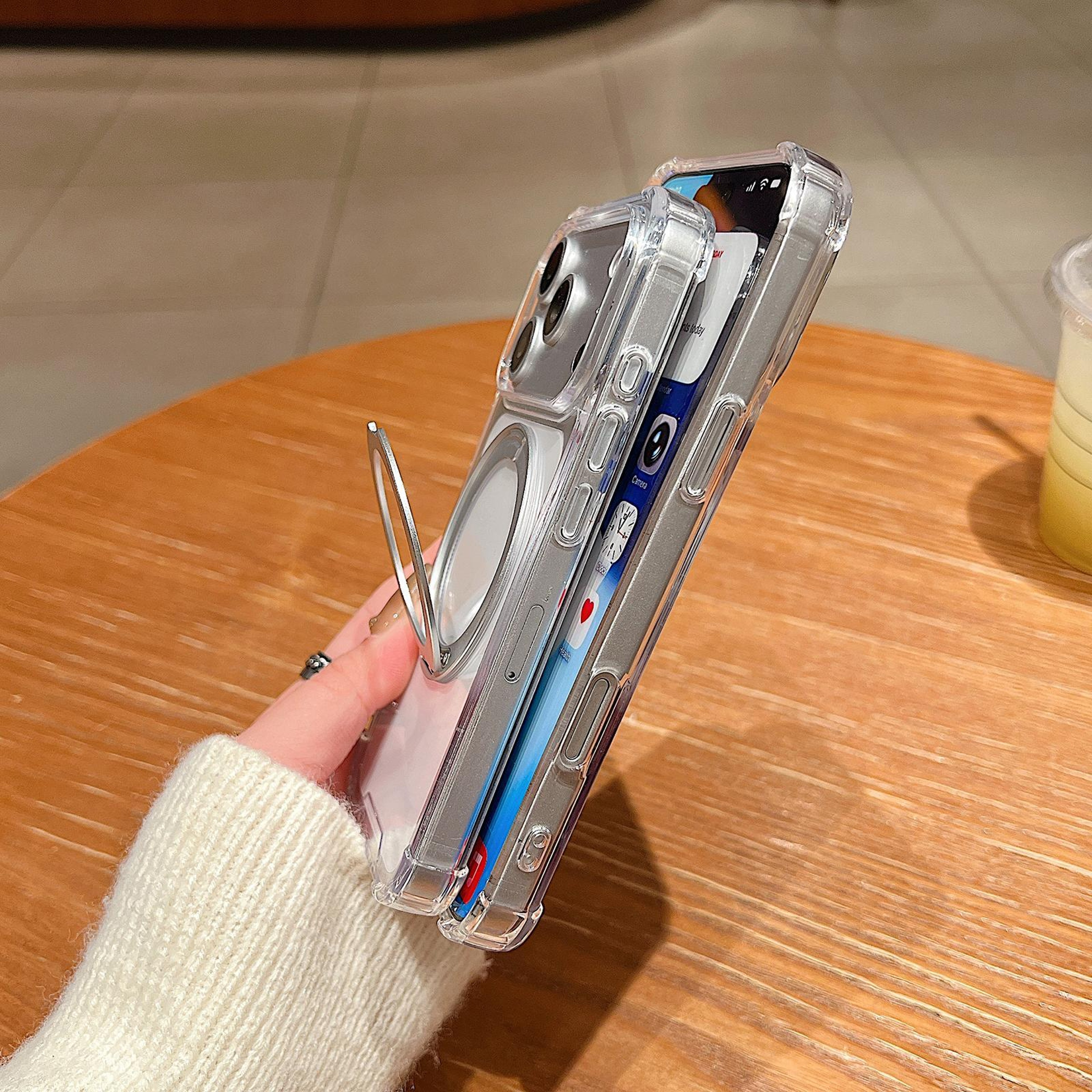iPhone 18 Pro Max Clear Shockproof Magnetic Case with 360 Rotating Stand – view 5