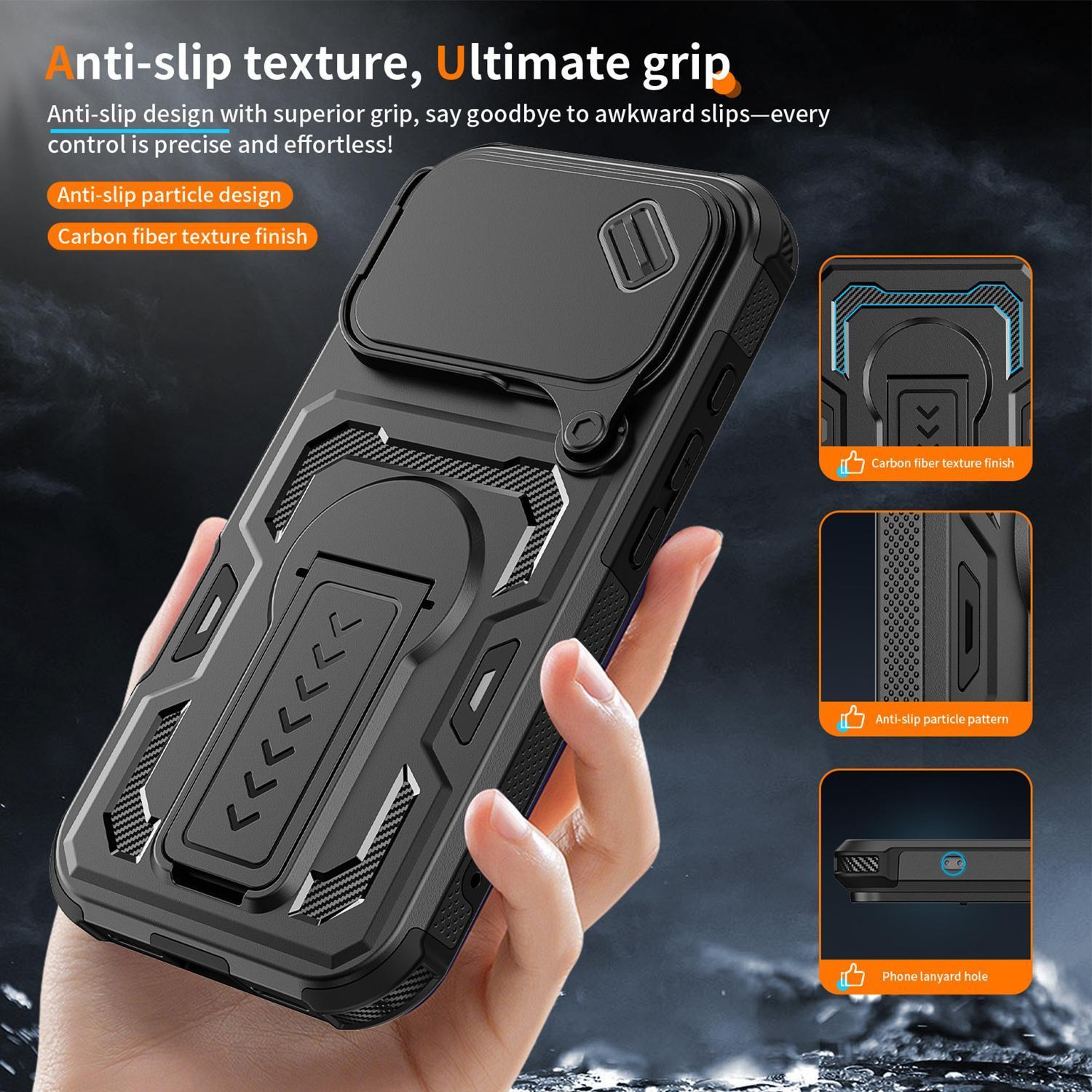 IPhone 18 Pro Protective Case With Sliding Camera Cover Hidden Kickstand And Hybrid TPU PC Protecti 2