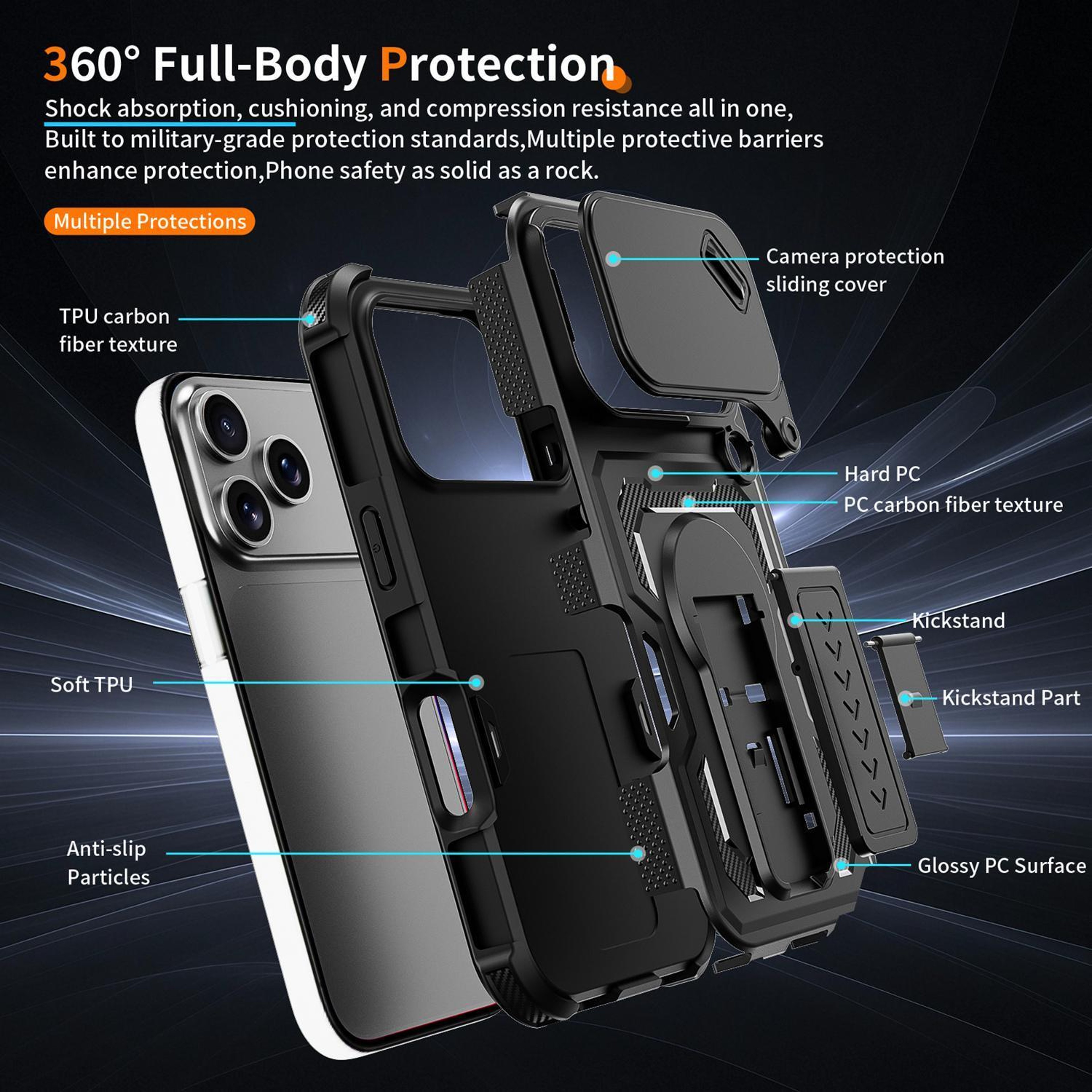 IPhone 18 Pro Max Case With Sliding Camera Cover And Hidden Kickstand 6