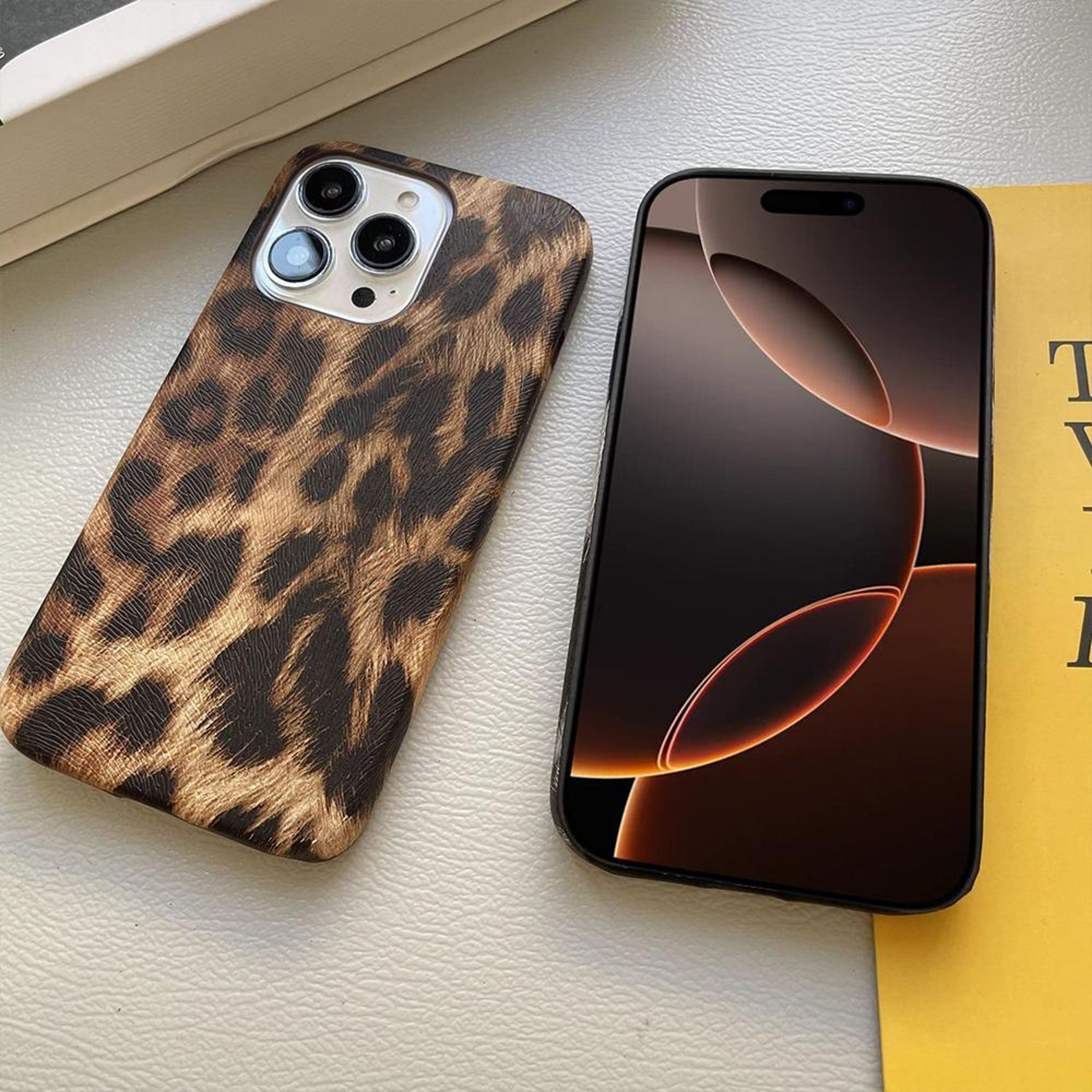 Leopard Print IPhone 18 Pro Case With LeatherTextured PU Protection 5