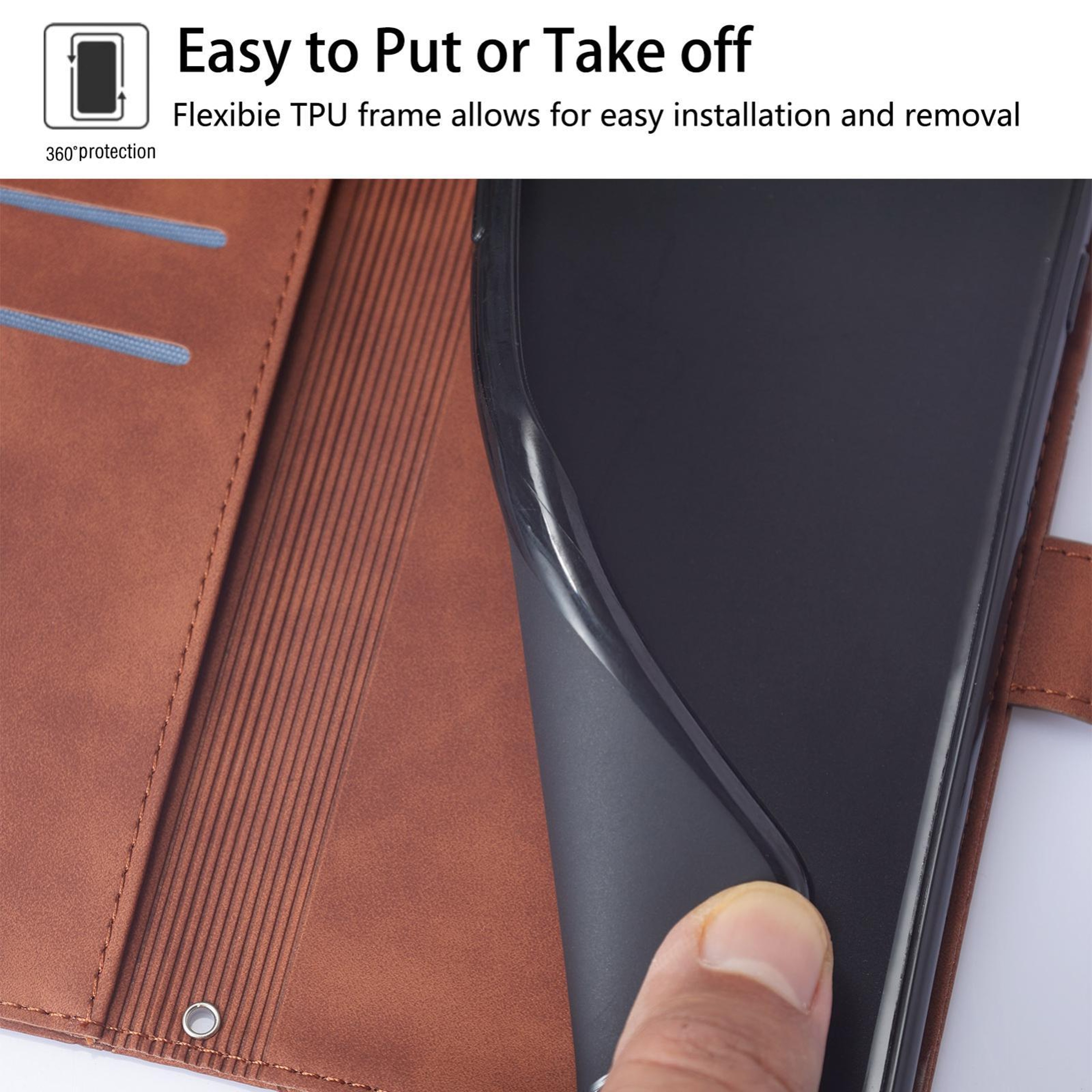 IPhone 18 Pro Crossbody Wallet Phone Case With 3D Embossed PU Leather Card Holder  Stand 6