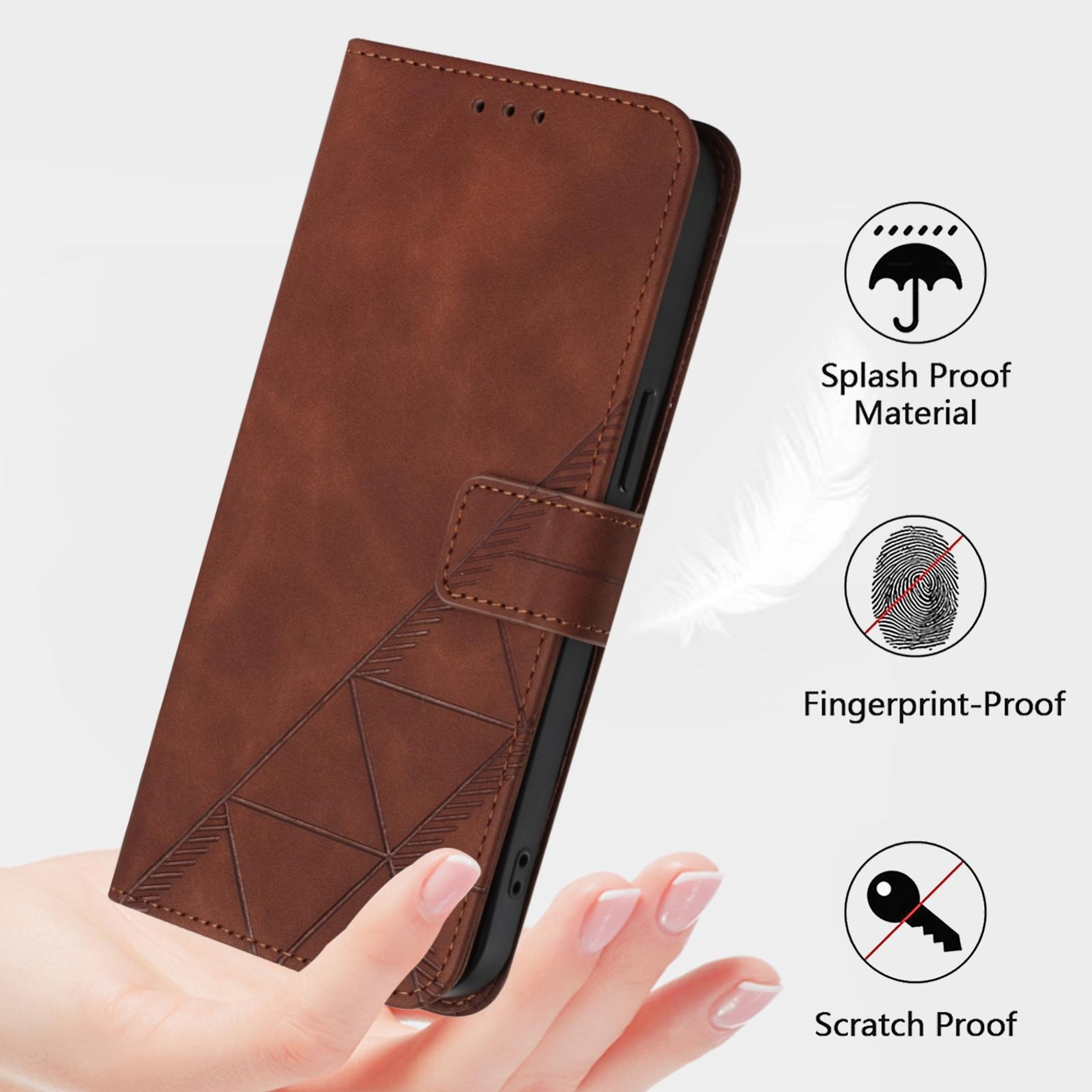 IPhone 18 Pro Crossbody Wallet Phone Case With 3D Embossed PU Leather Card Holder  Stand 8