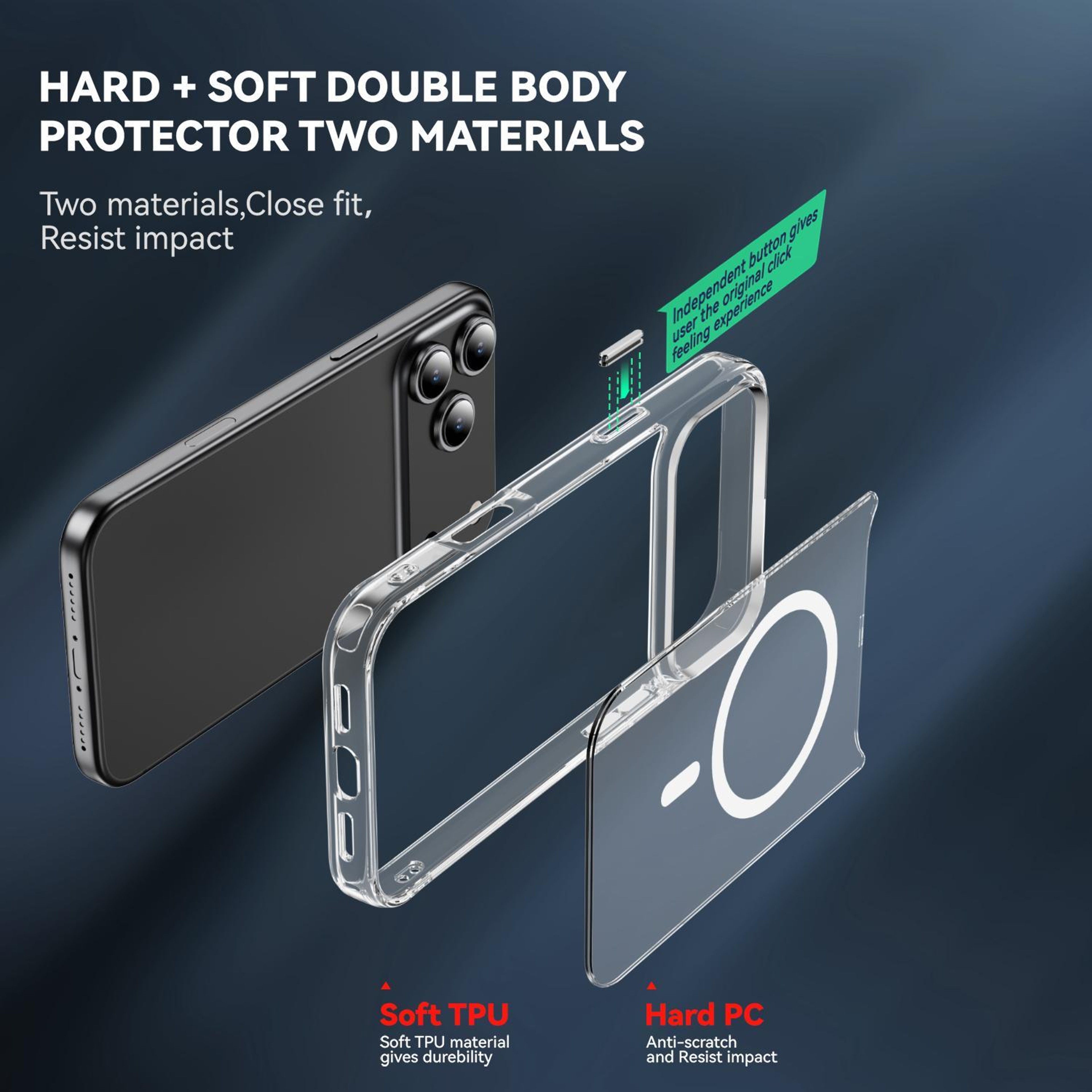 iPhone 18 Pro Max MagSafe Clear Case with Hybrid PC TPU Protection – view 3