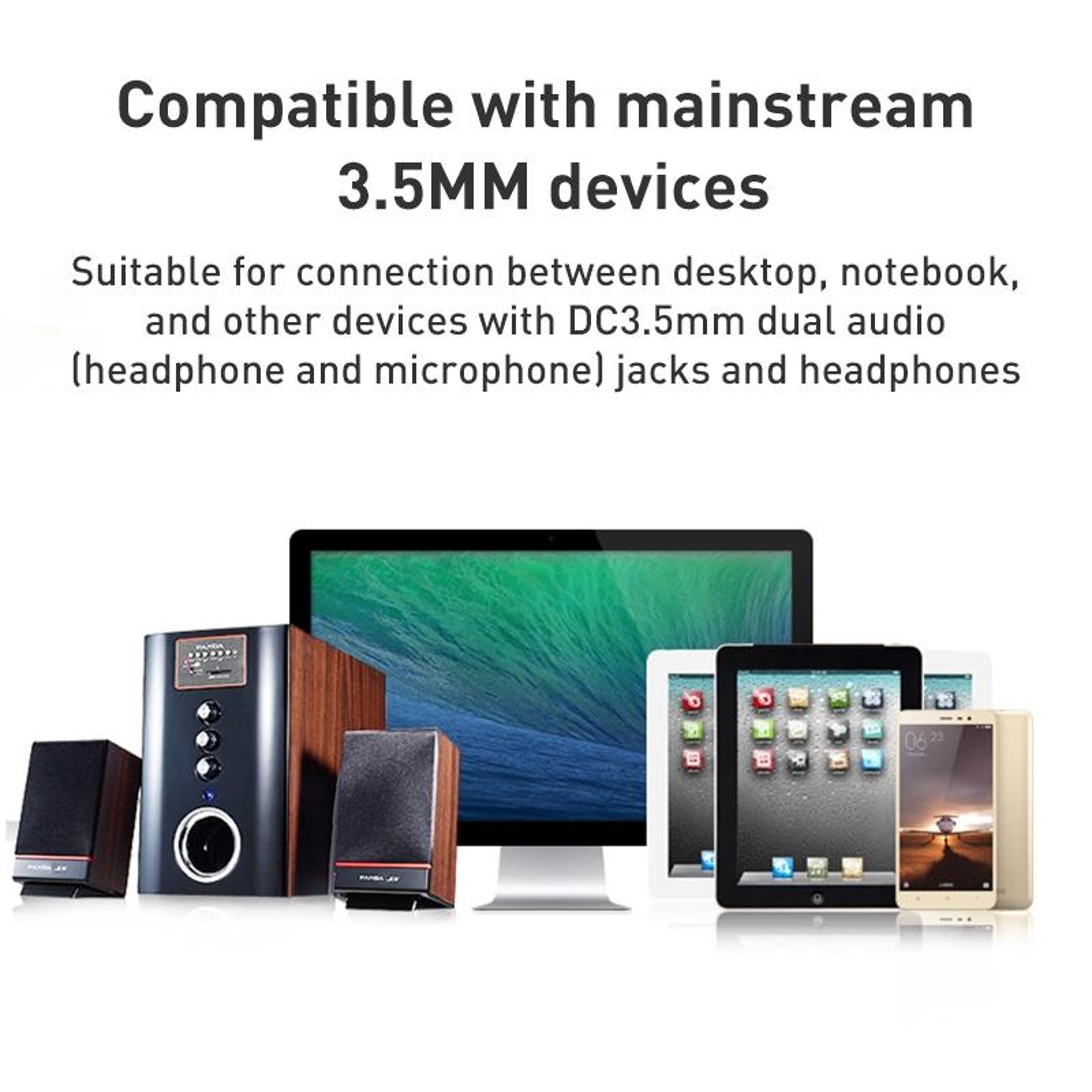 22cm 3.5mm Headset Splitter Headphone Mic Adapter for PC and Laptop – view 4