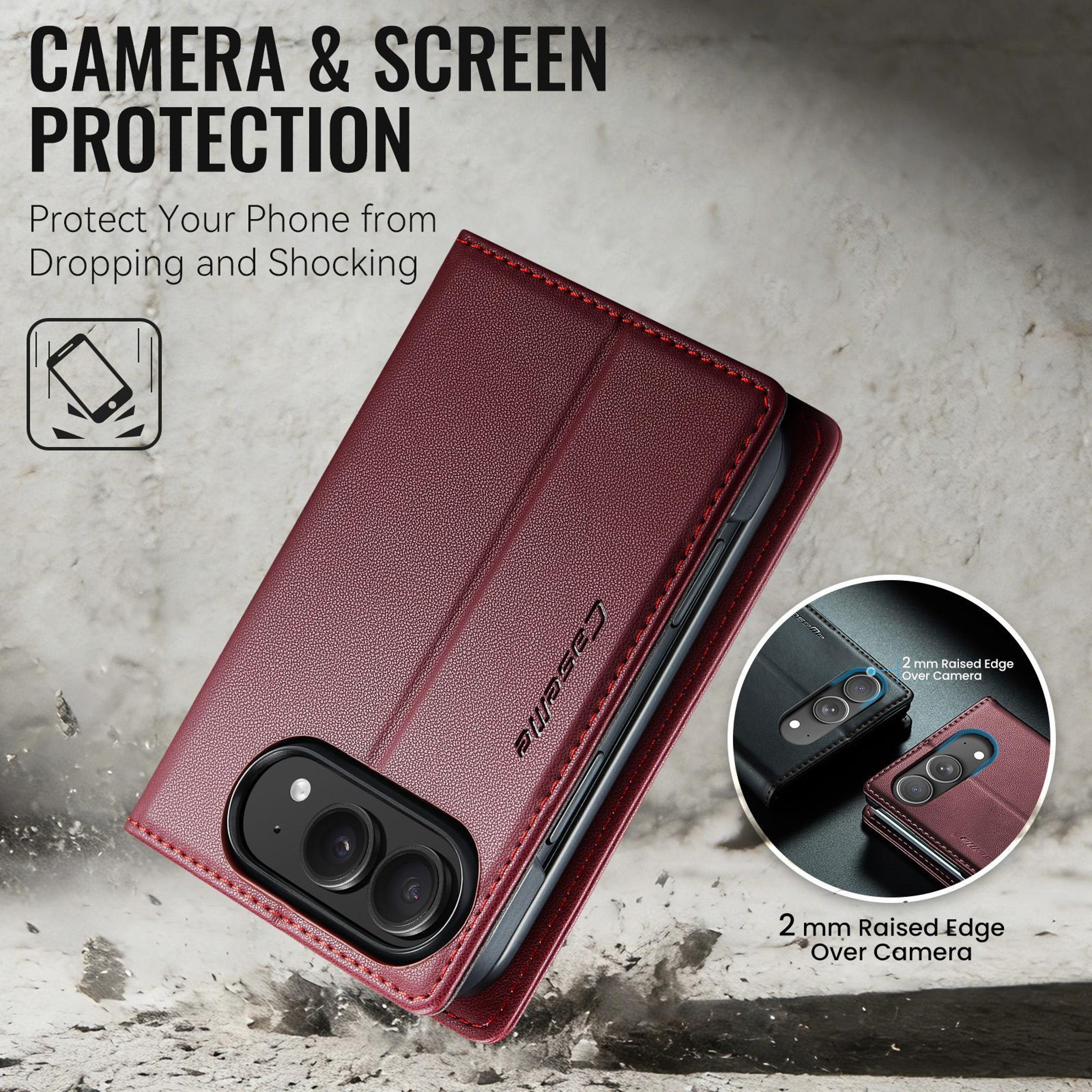 IPhone Wallet Case With RFID Blocking Litchi PU Leather And Card Holder 5