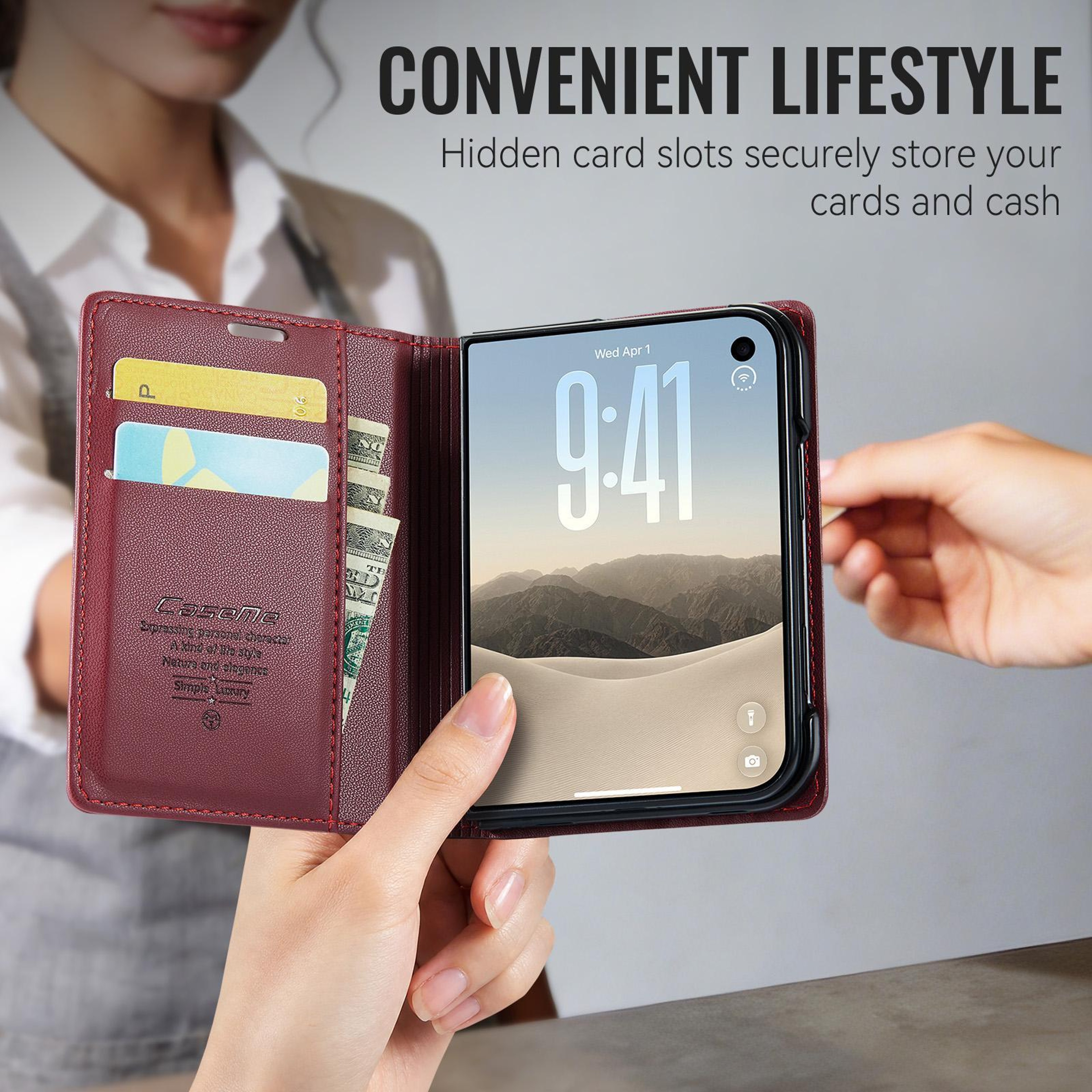 IPhone Wallet Case With RFID Blocking Litchi PU Leather And Card Holder 6