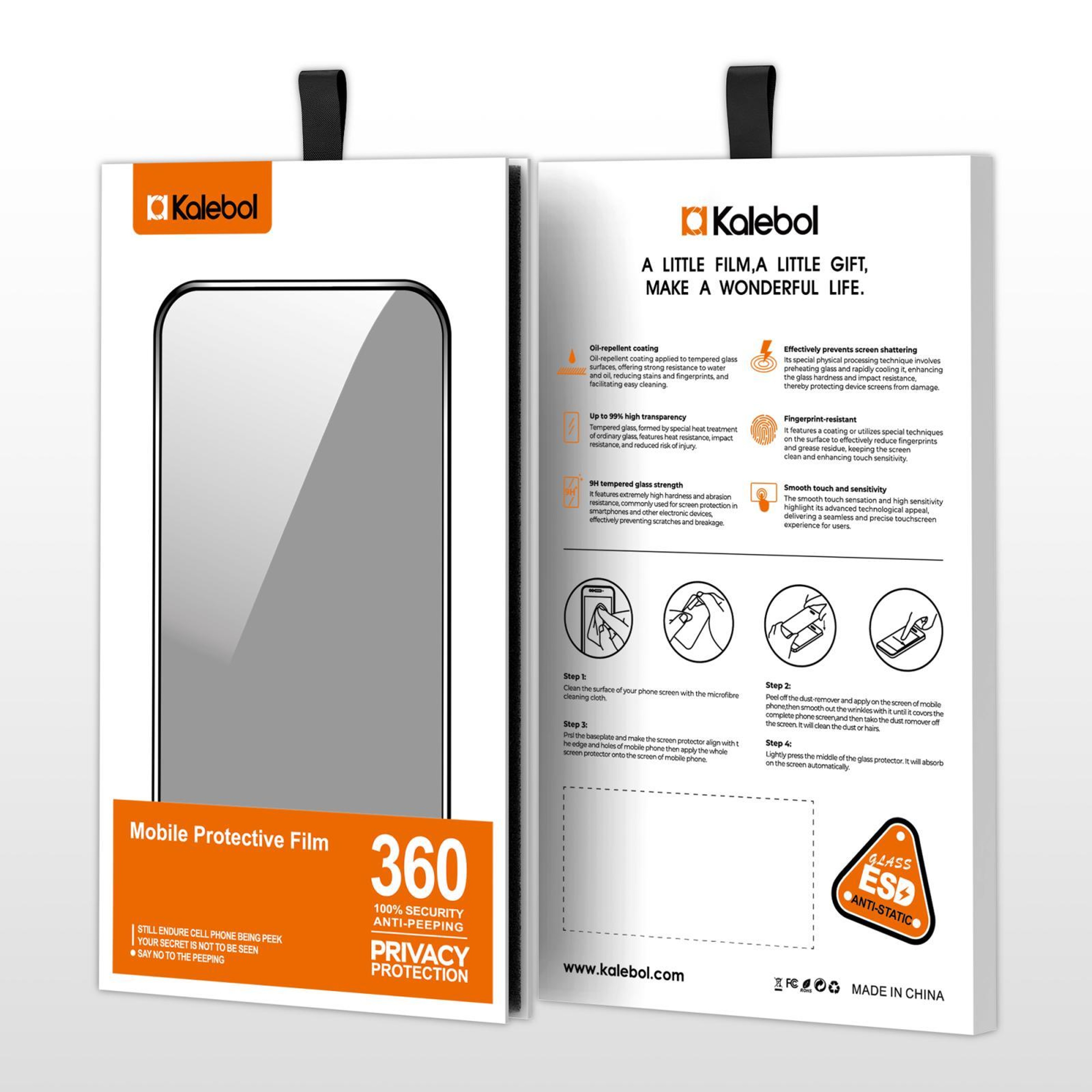 Kalebol iPhone 18 Pro Max Privacy Screen Protector 9H+ Full-Coverage Tempered Glass – view 4