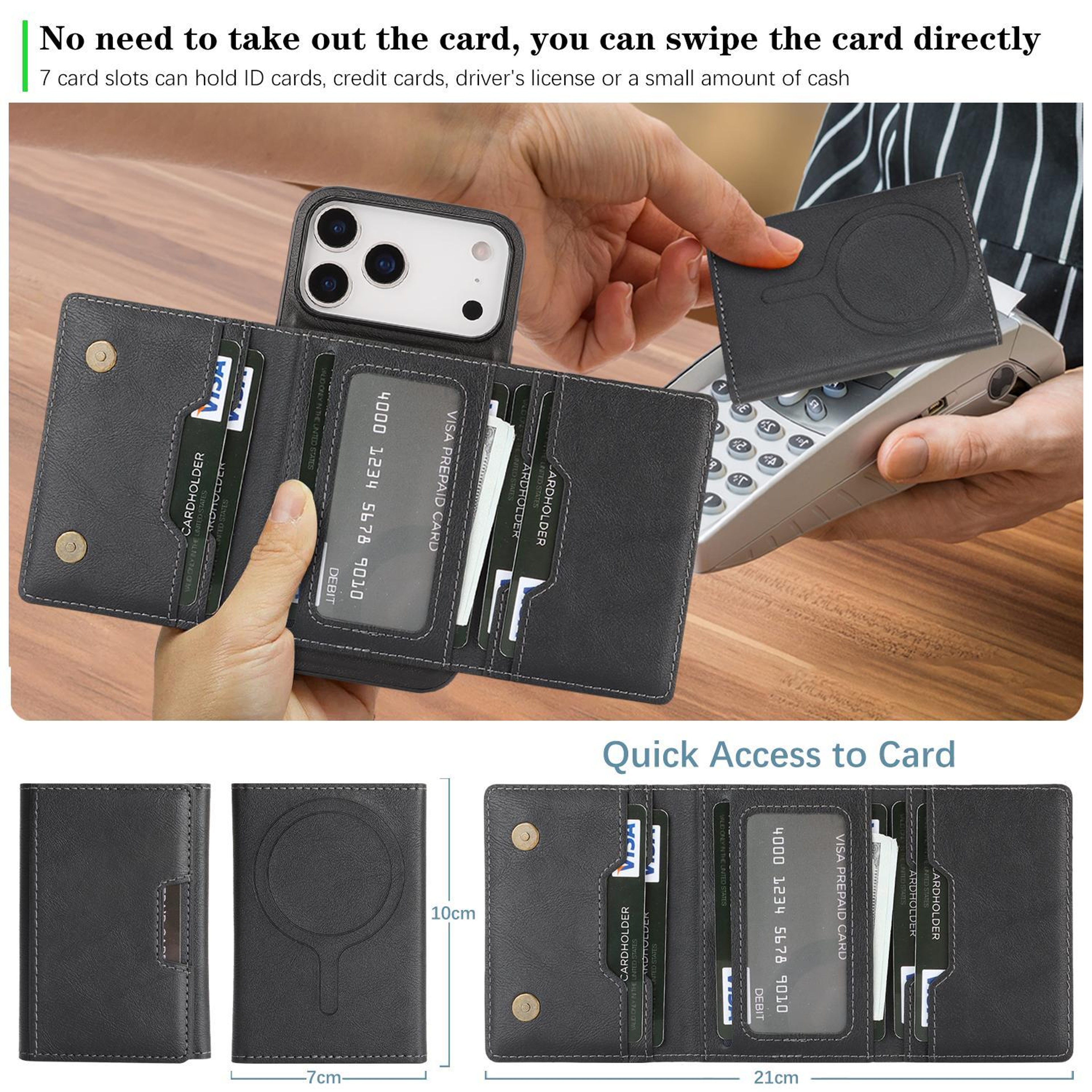 IPhone 18 Pro MagSafe Wallet Case With N52 Magnetic TriFold Stand And Card Holder 3