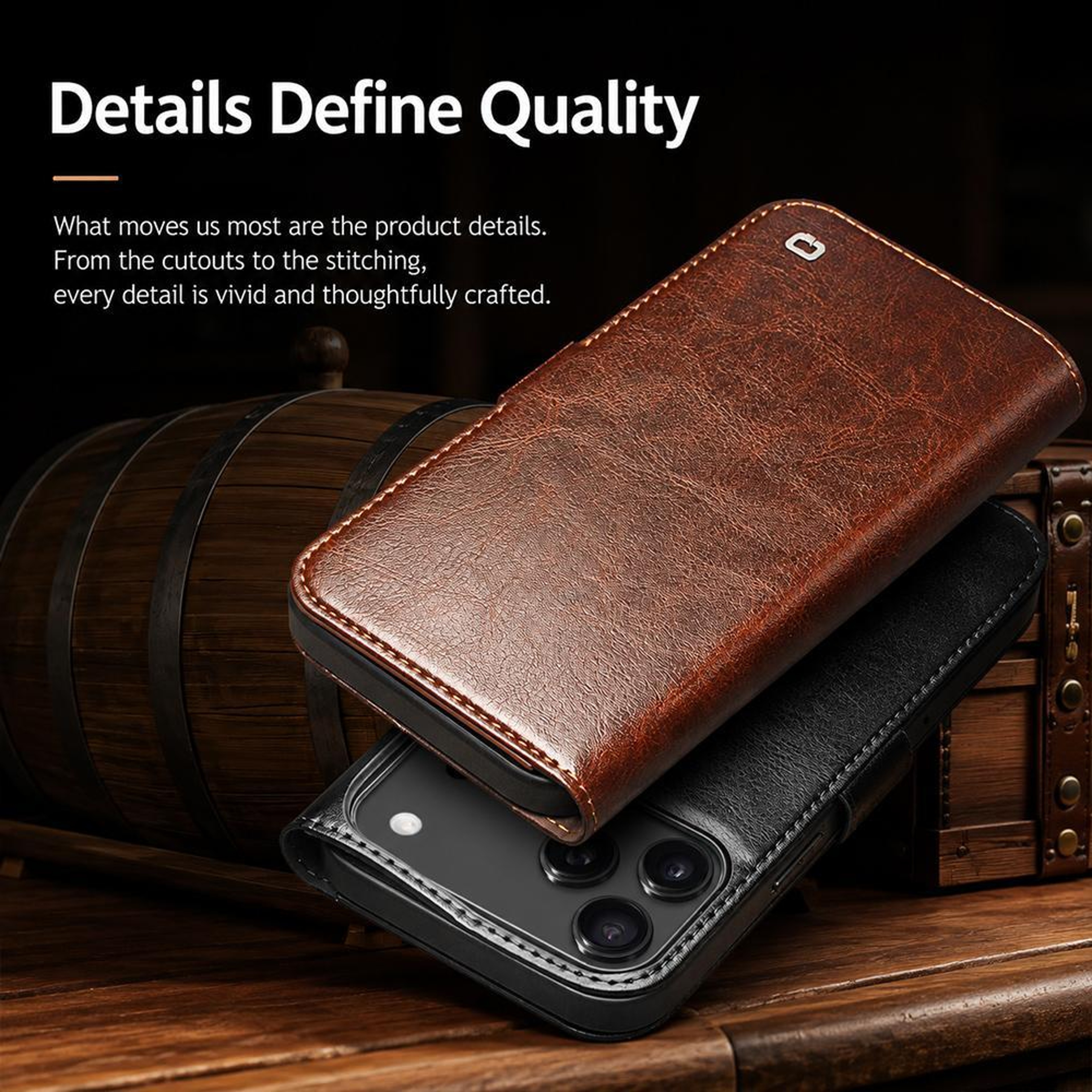 IPhone 18 Pro Max Genuine Leather Wallet Case With Card Slots And Kickstand 3