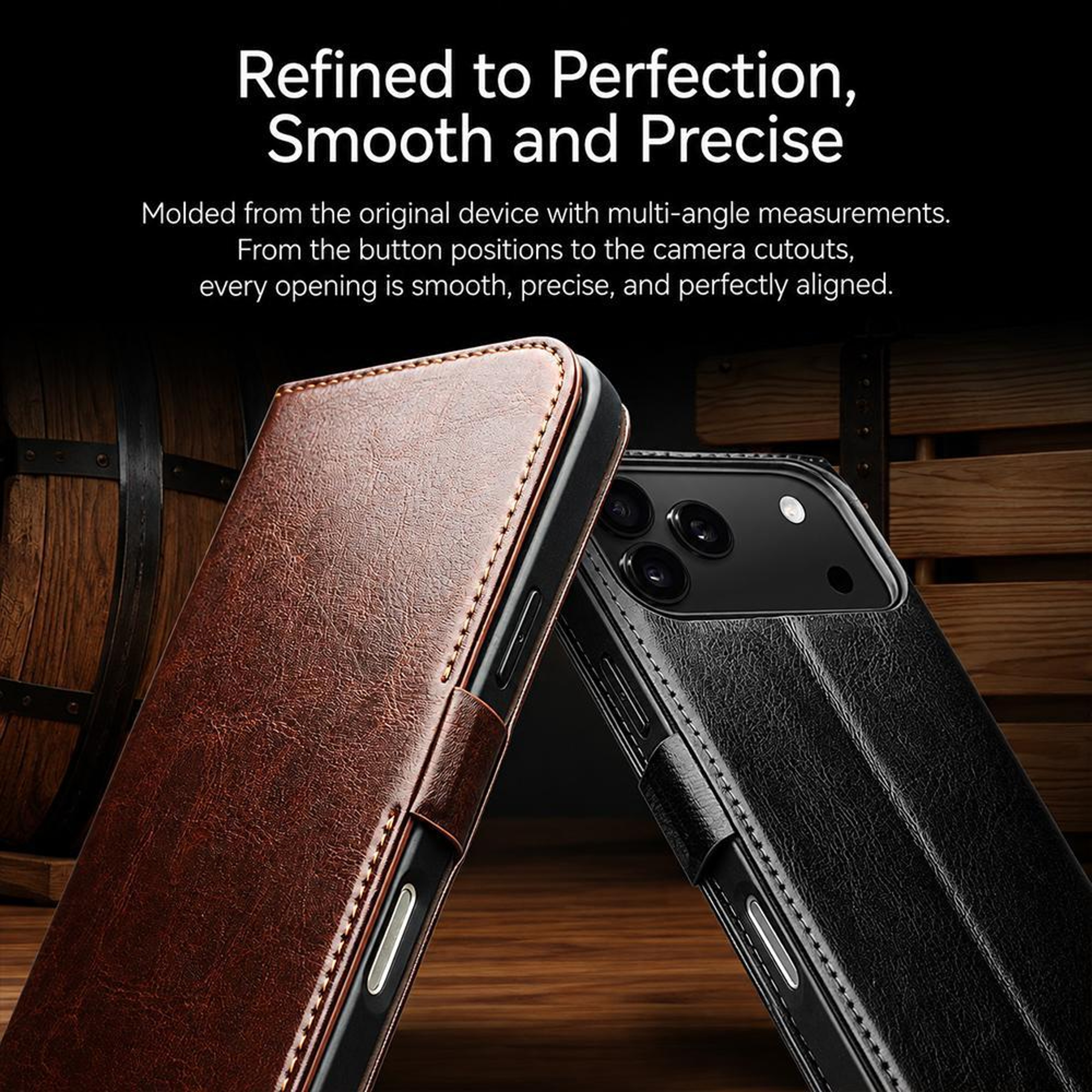 IPhone 18 Pro Max Genuine Leather Wallet Case With Card Slots And Kickstand 8