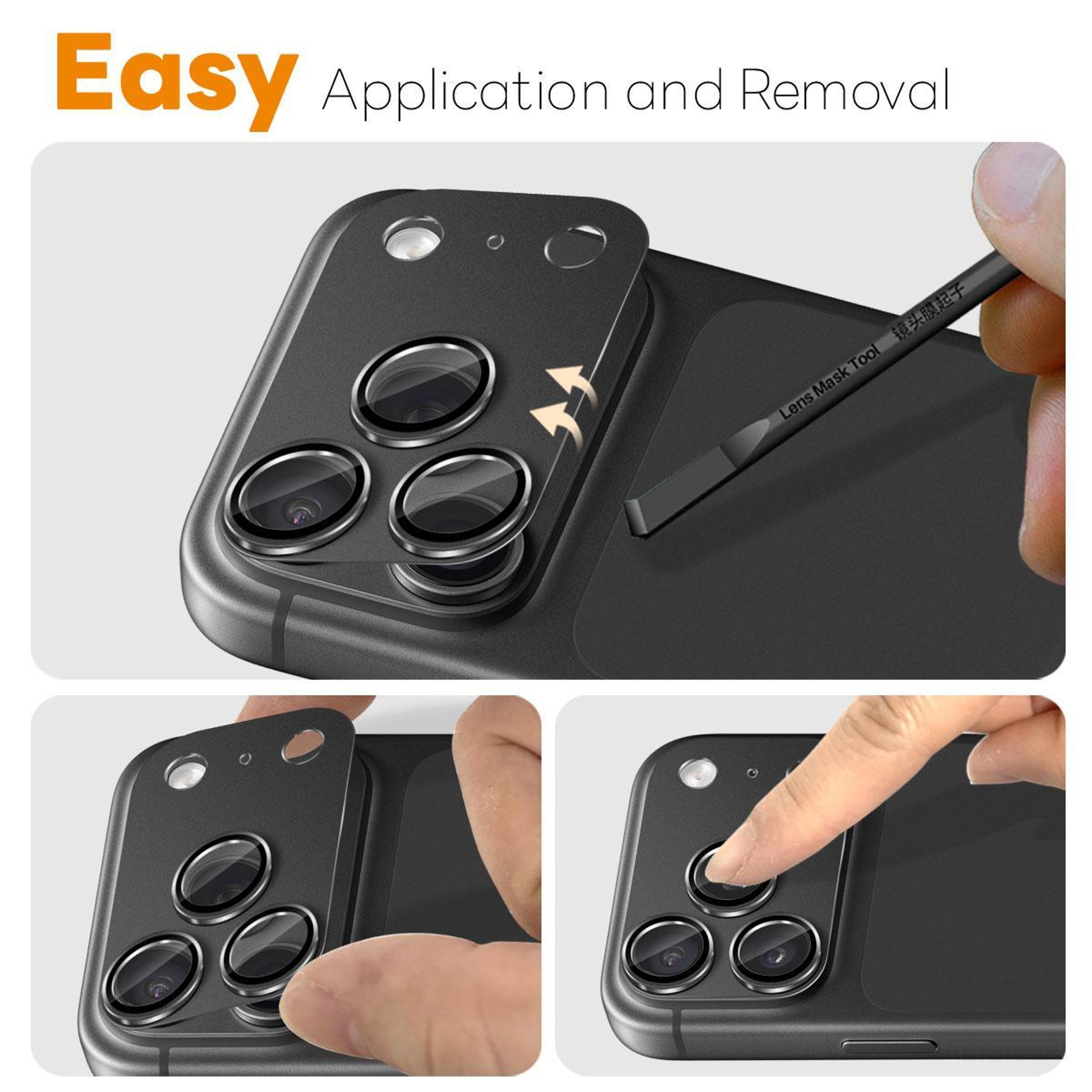 IPhone 18 Pro Camera Lens Protector Matte Metal Frame With Tempered Glass 3