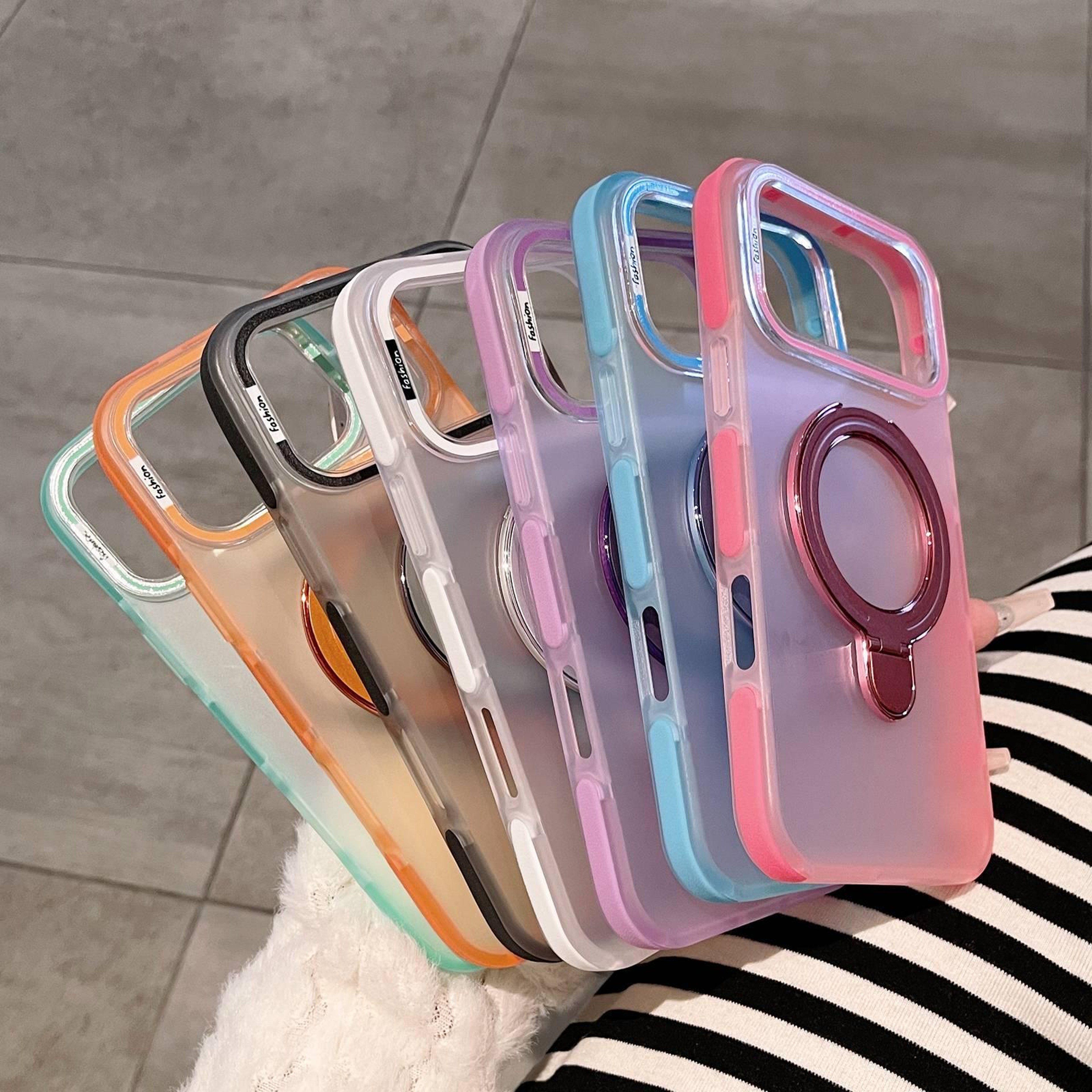 DualColor Translucent Matte IPhone 18 Pro Case With Folding Metal Stand 5