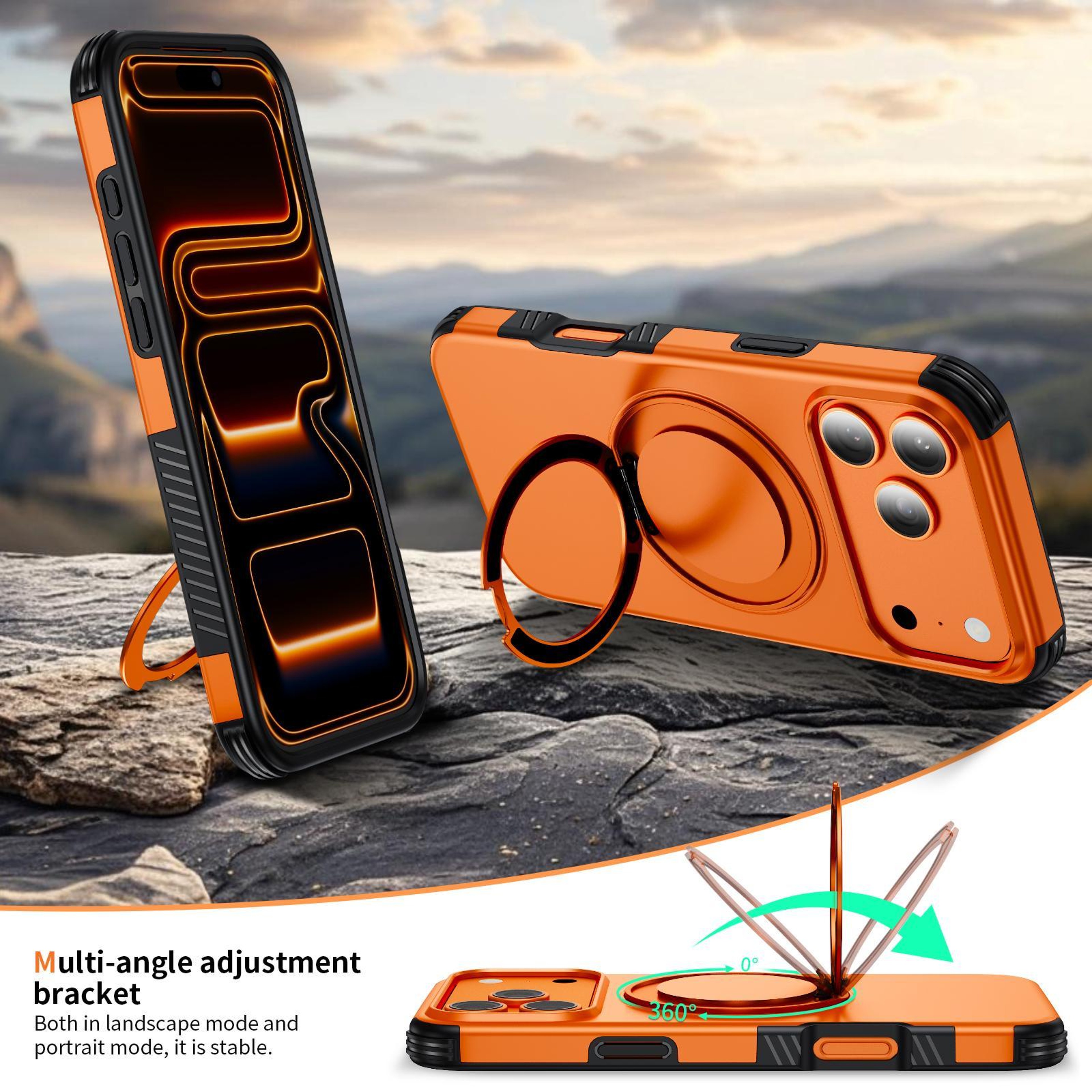 IPhone 18 Pro Magnetic Case With 360 Rotating Holder 3
