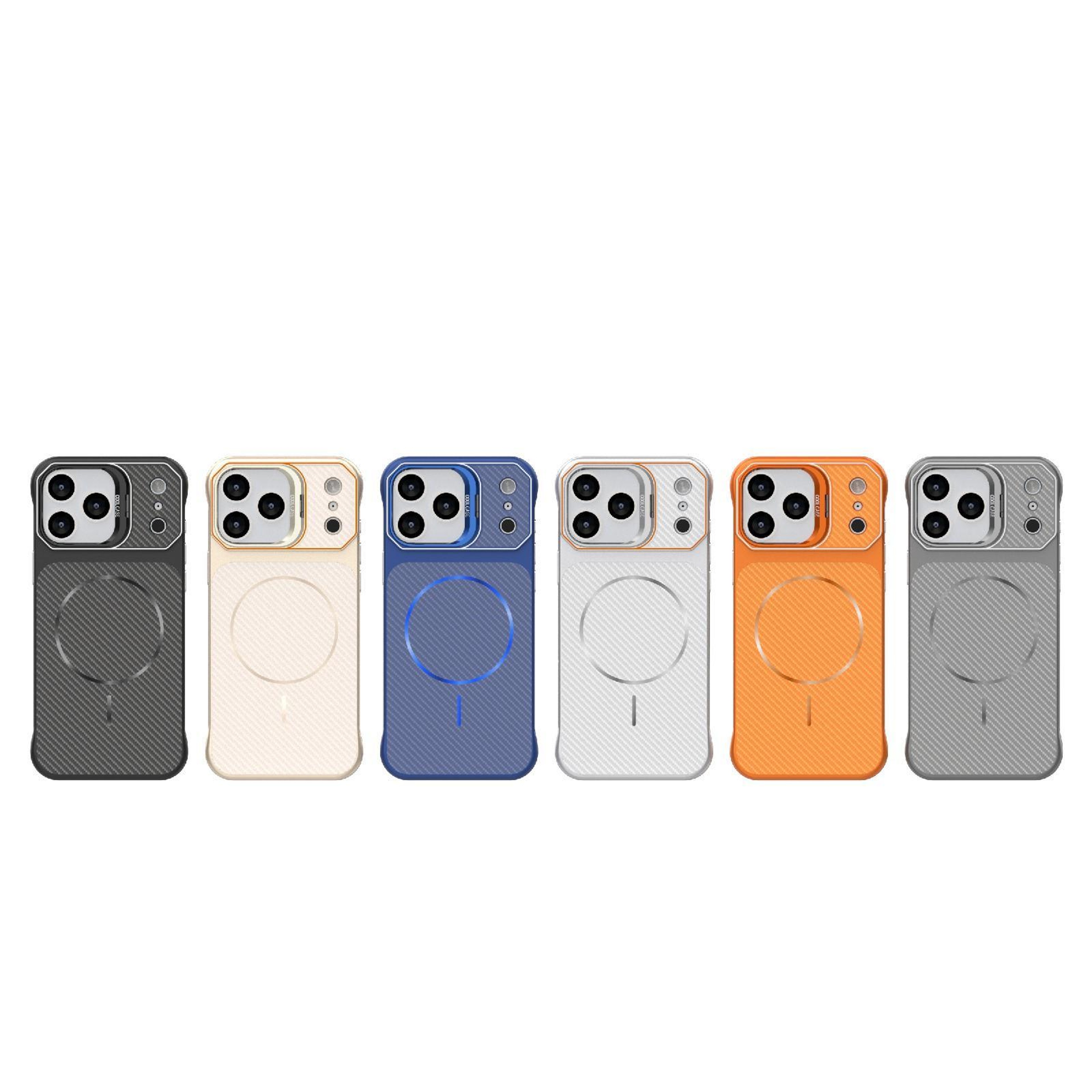 IPhone 18 Pro Frameless Magnetic Carbon Fiber Texture Case With Kickstand 8