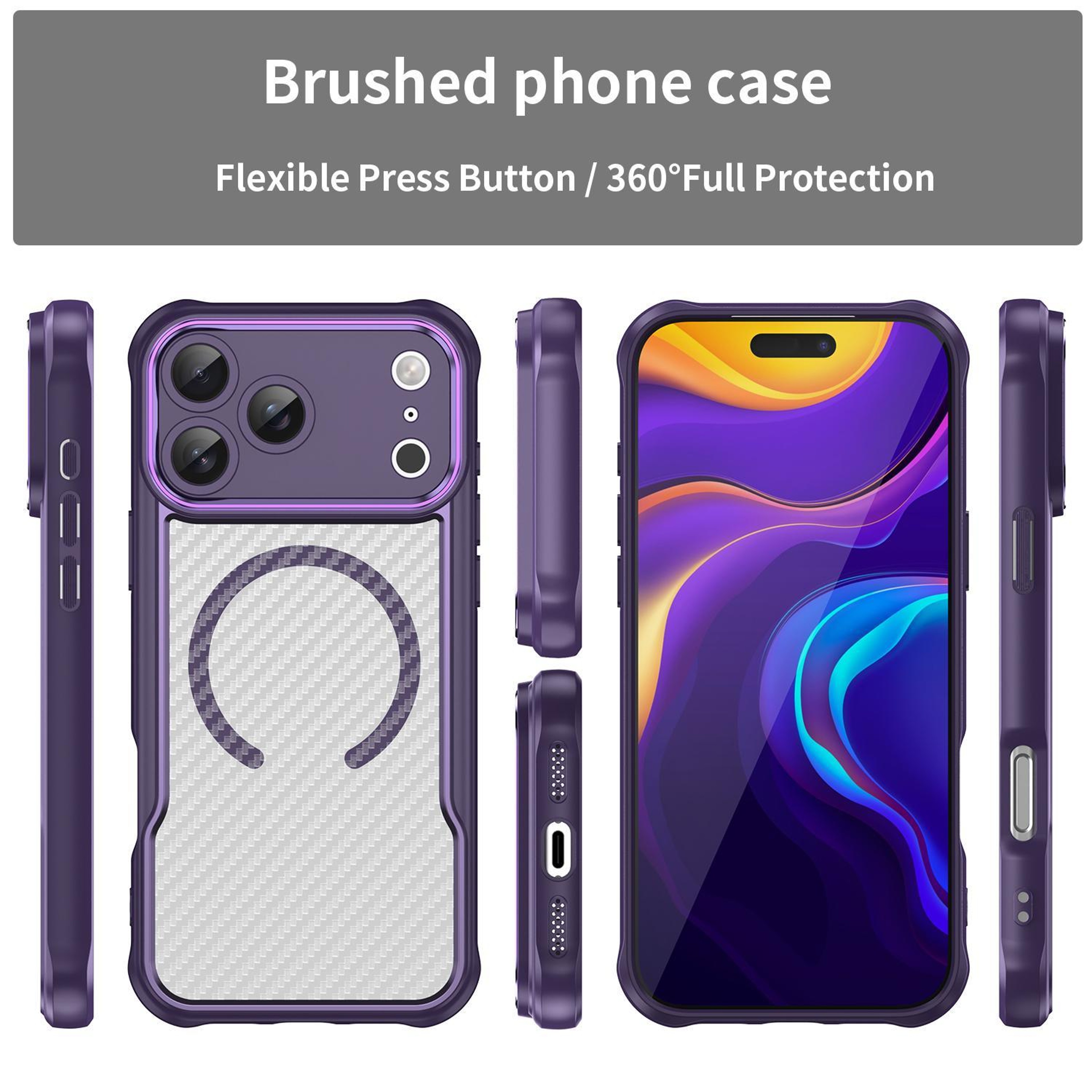 IPhone 18 Pro Max Carbon Fiber Texture MagSafe Translucent Phone Case 1