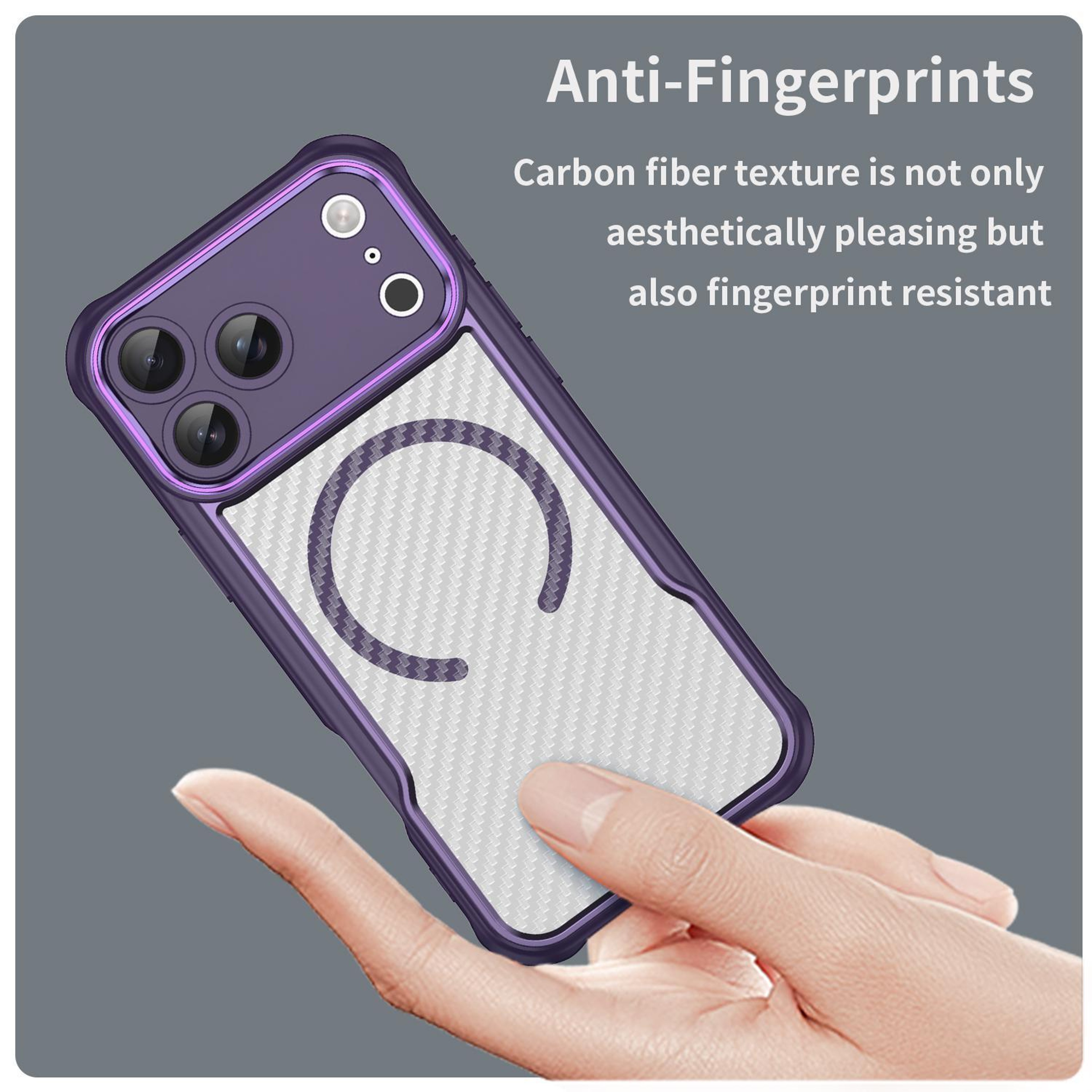 IPhone 18 Pro Max Carbon Fiber Texture MagSafe Translucent Phone Case 3