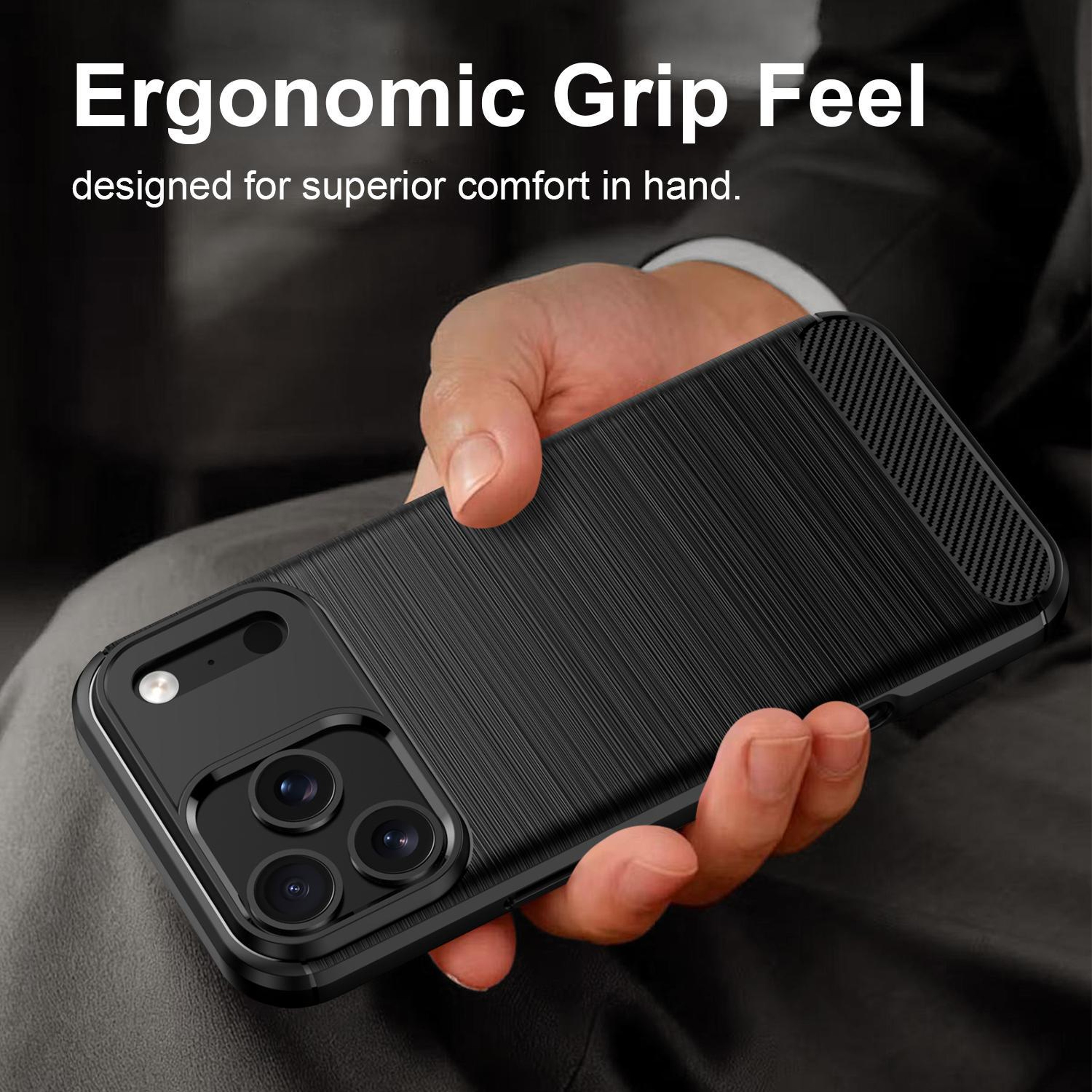 IPhone 18 Pro Max Brushed Texture Carbon Fiber TPU Phone Case 1
