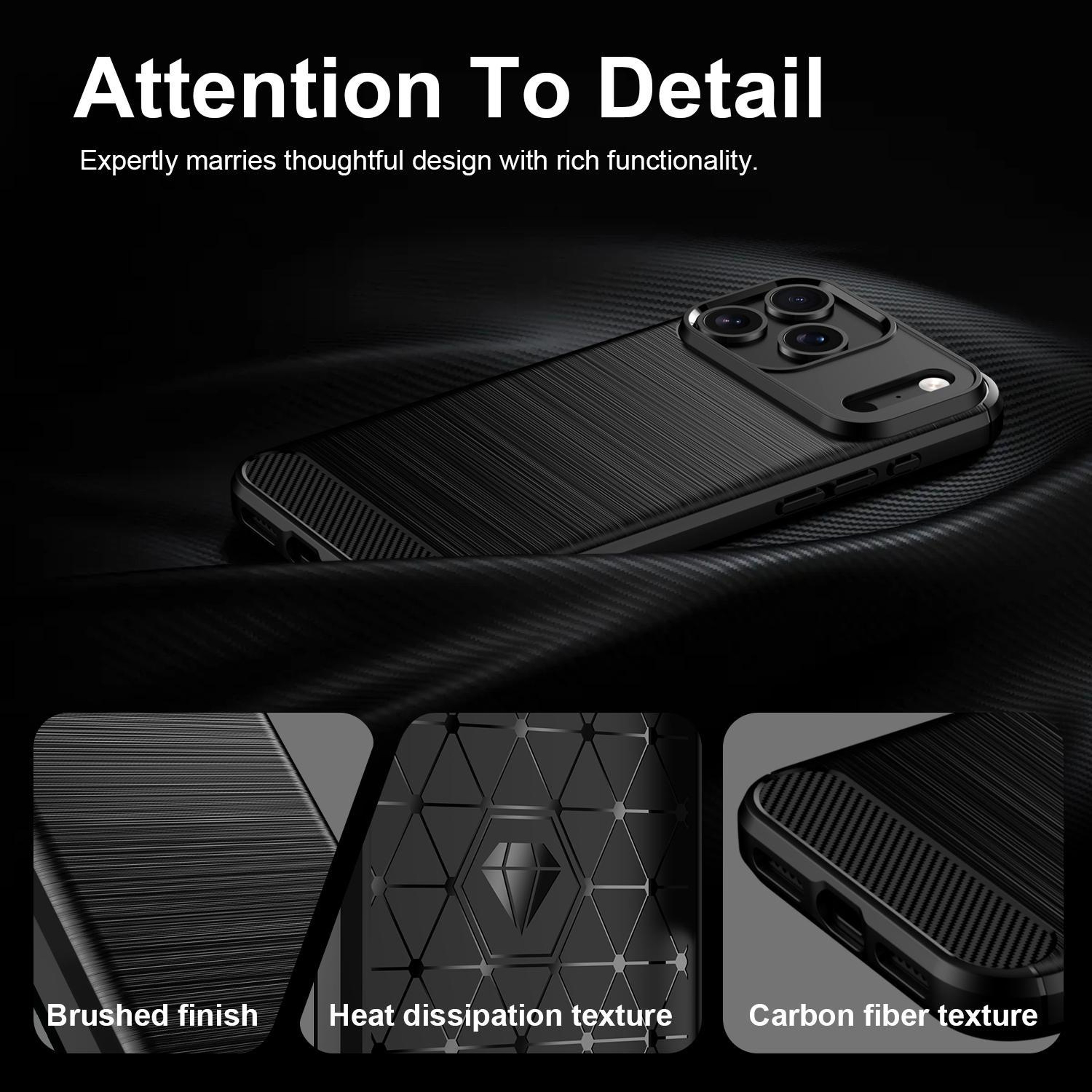 IPhone 18 Pro Max Brushed Texture Carbon Fiber TPU Phone Case 5