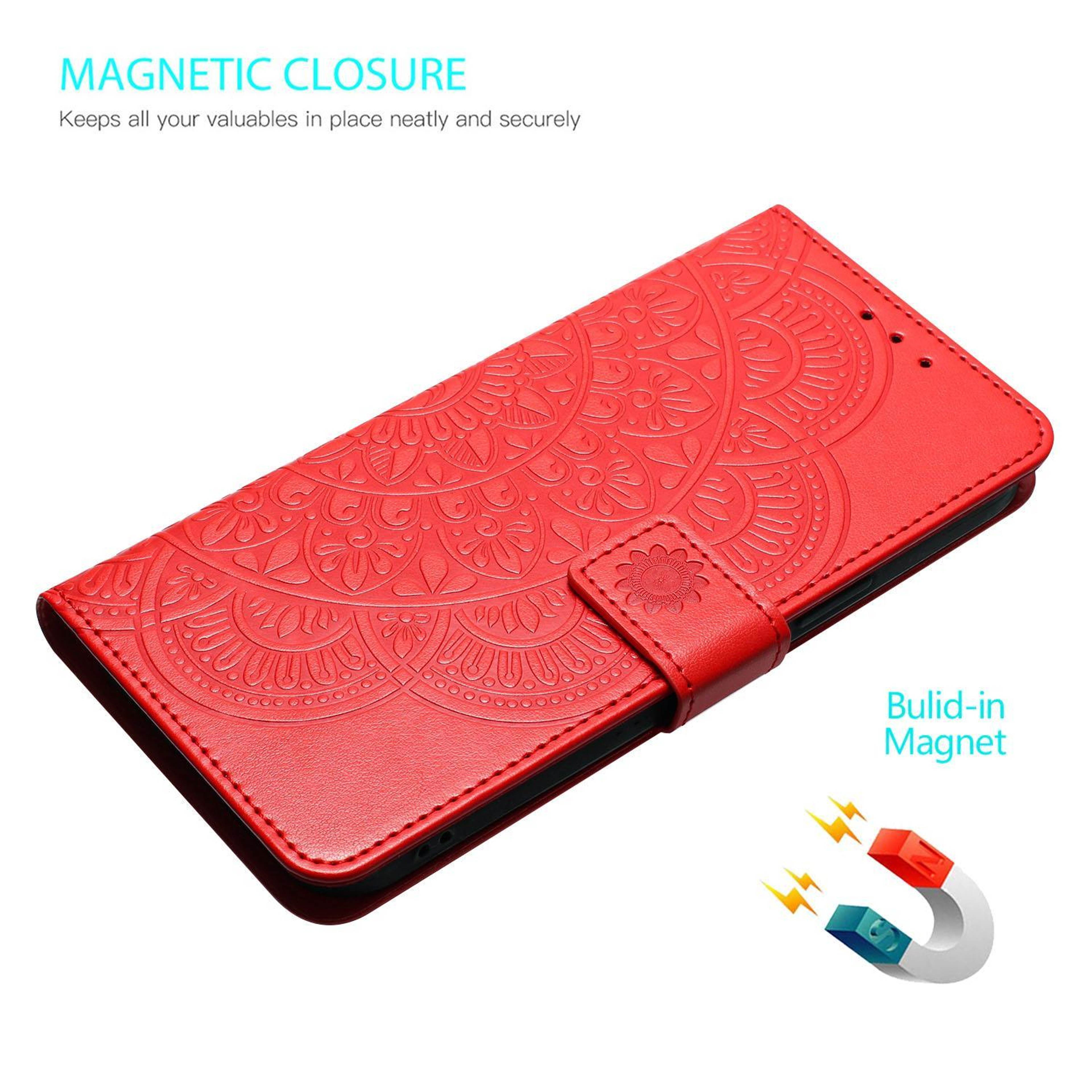 IPhone 18 Pro Flower Embossed PU And TPU Wallet Case With Card Slot And Stand 5