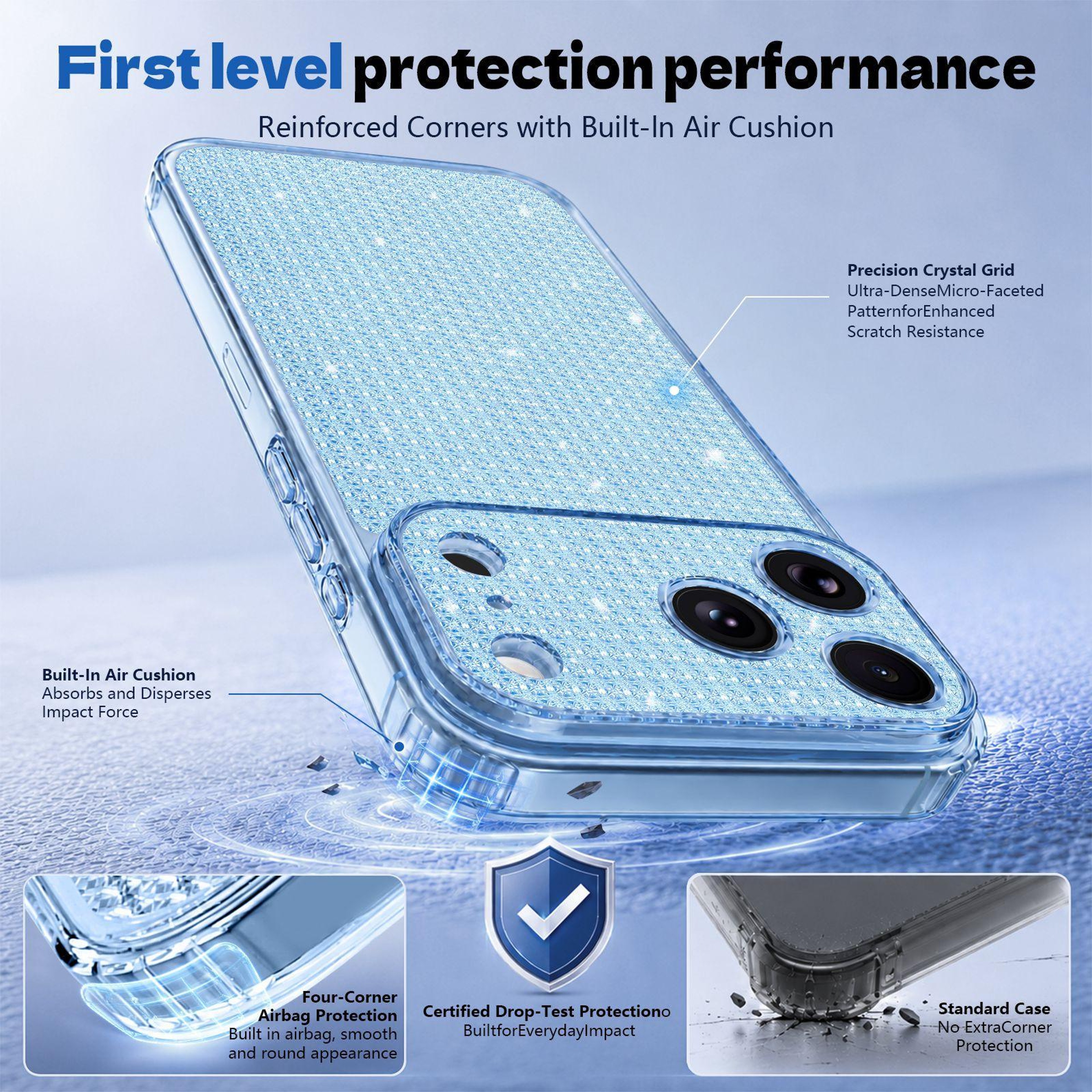 IPhone 18 Pro Sparkling Rhinestone Airbag Protective Case 1