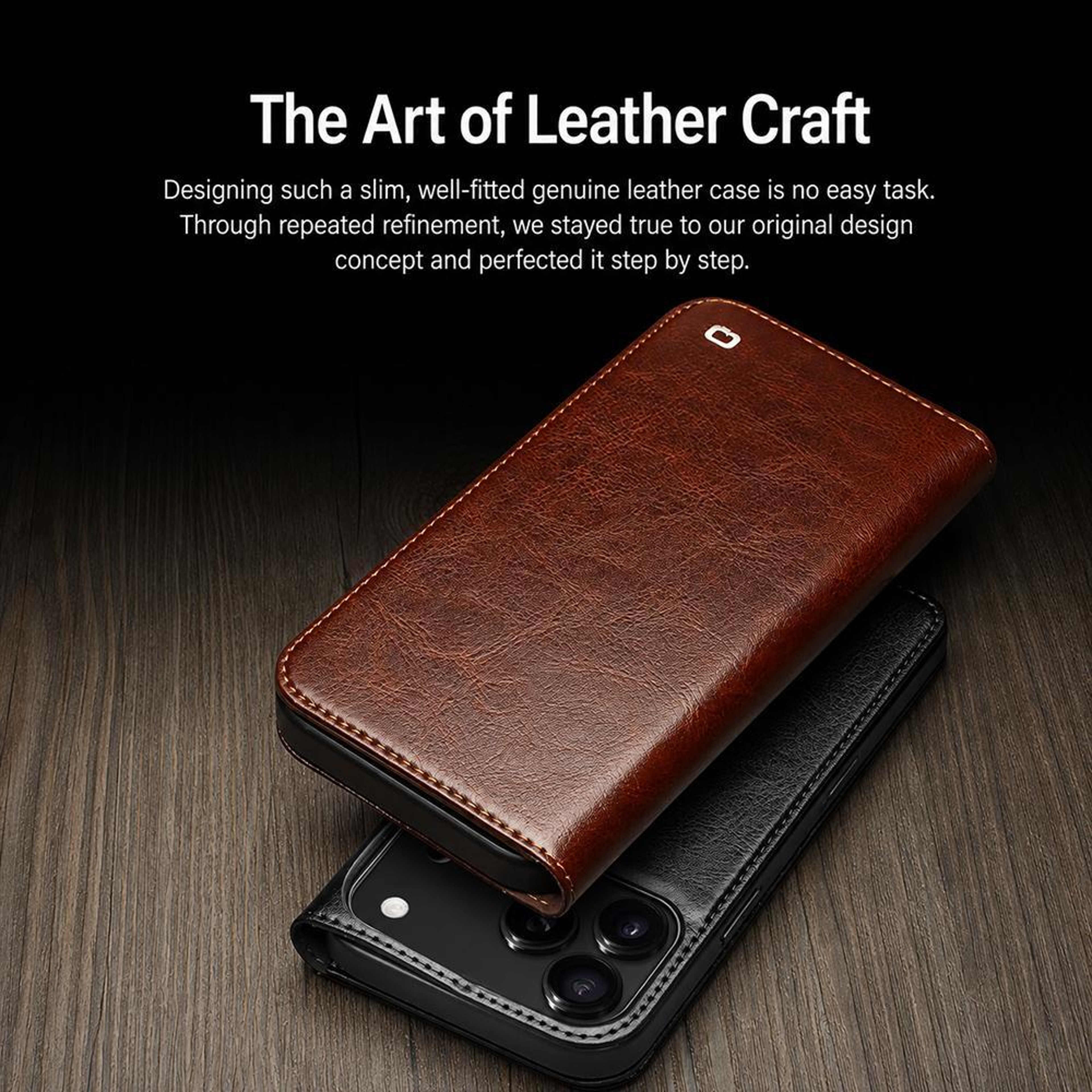 IPhone 18 Pro Cowhide Leather Wallet Case With Card Slots And Kickstand 5