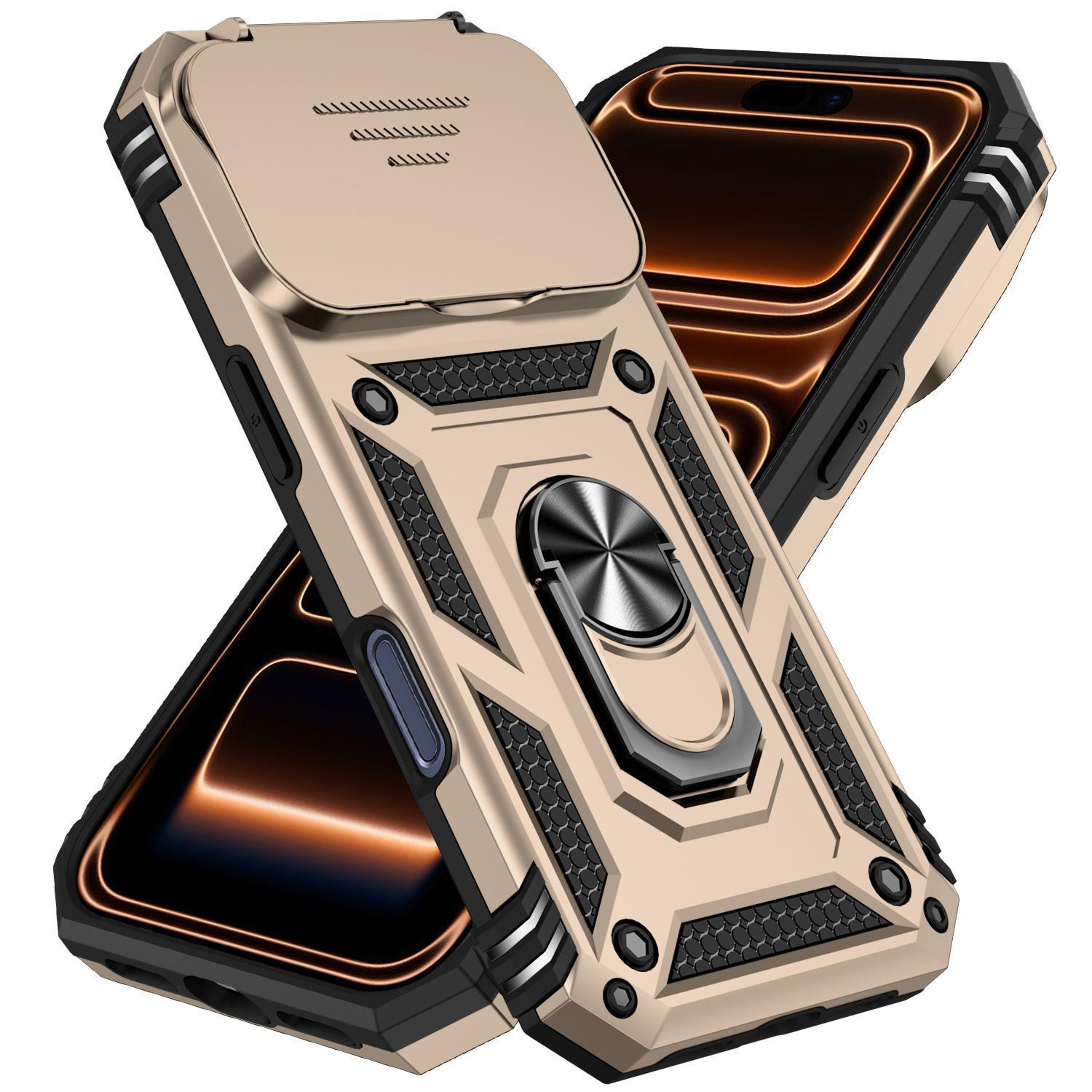 IPhone 18 Pro Magnetic Ring Kickstand Case With Sliding Camera Cover 1