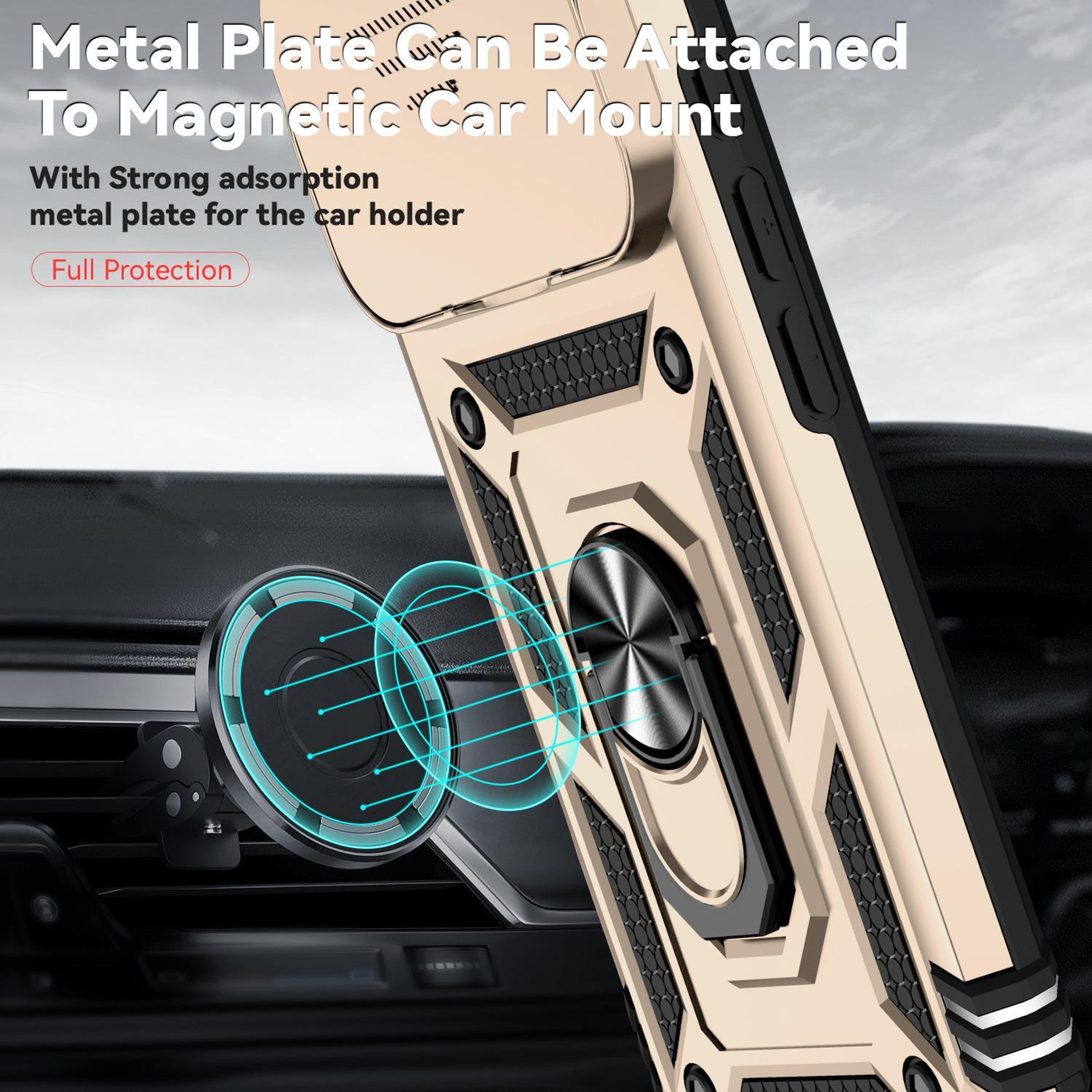 IPhone 18 Pro Magnetic Ring Kickstand Case With Sliding Camera Cover 3