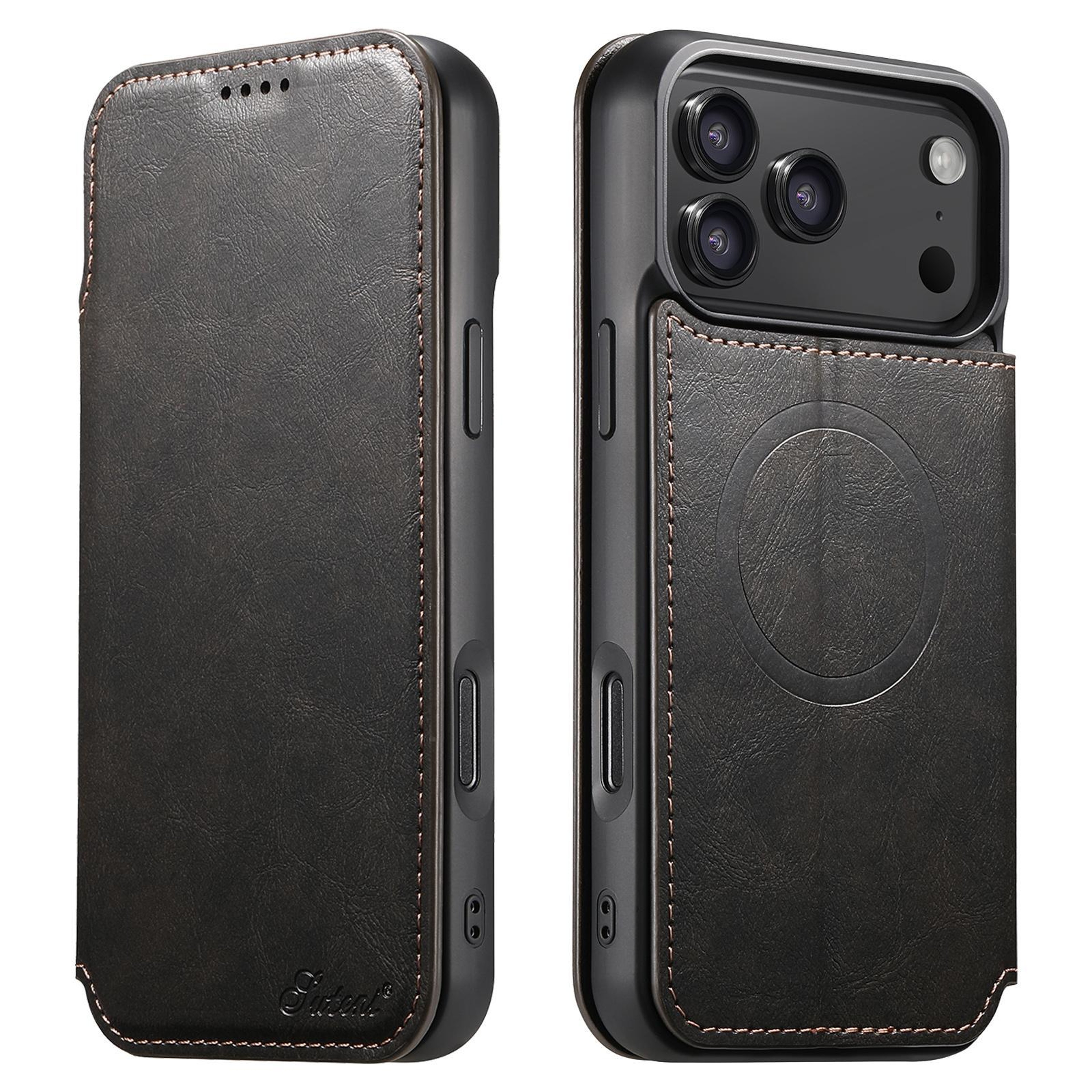 IPhone 18 Pro MagSafe Wallet Case With PU Leather Card Slots And Viewing Holder 0