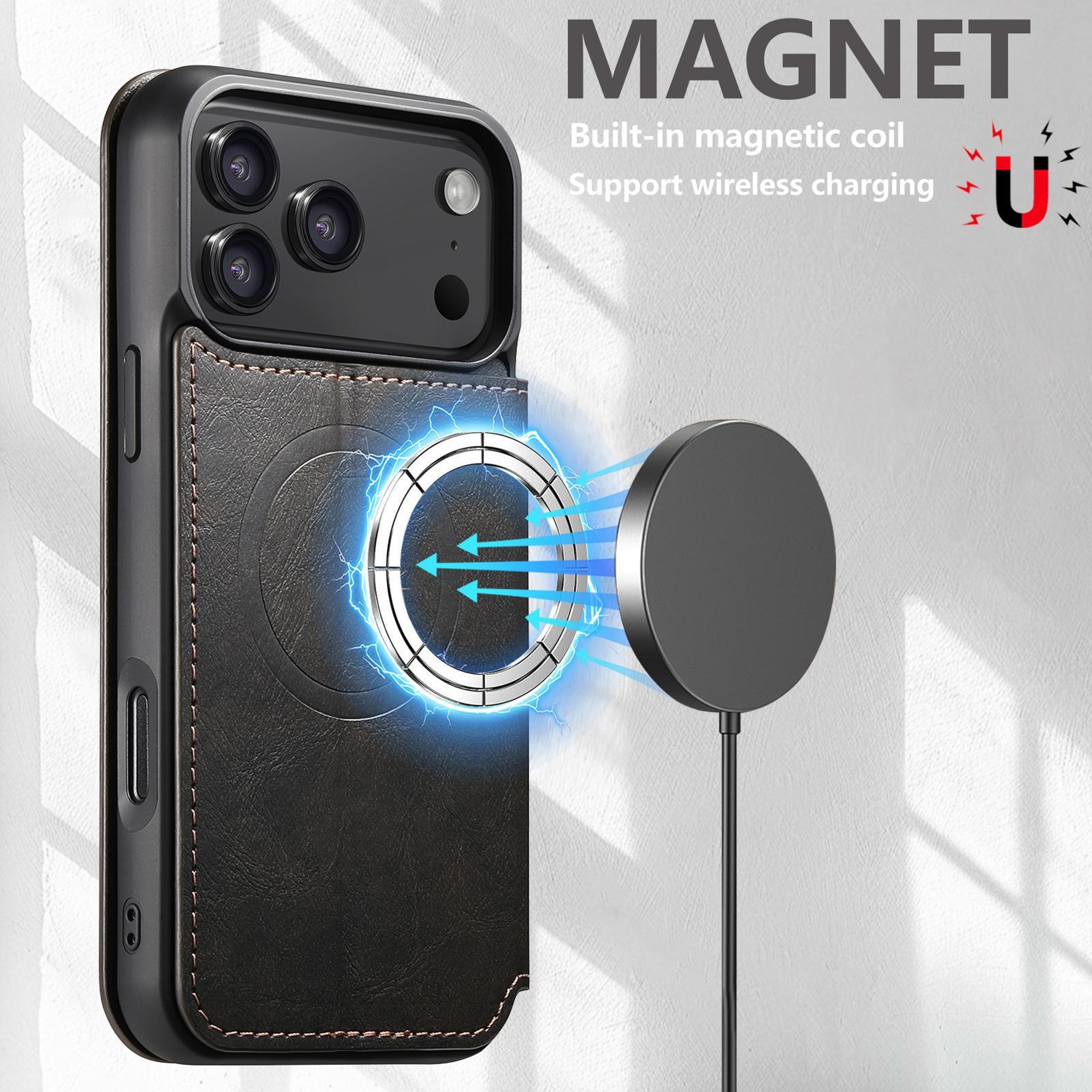 IPhone 18 Pro MagSafe Wallet Case With PU Leather Card Slots And Viewing Holder 2