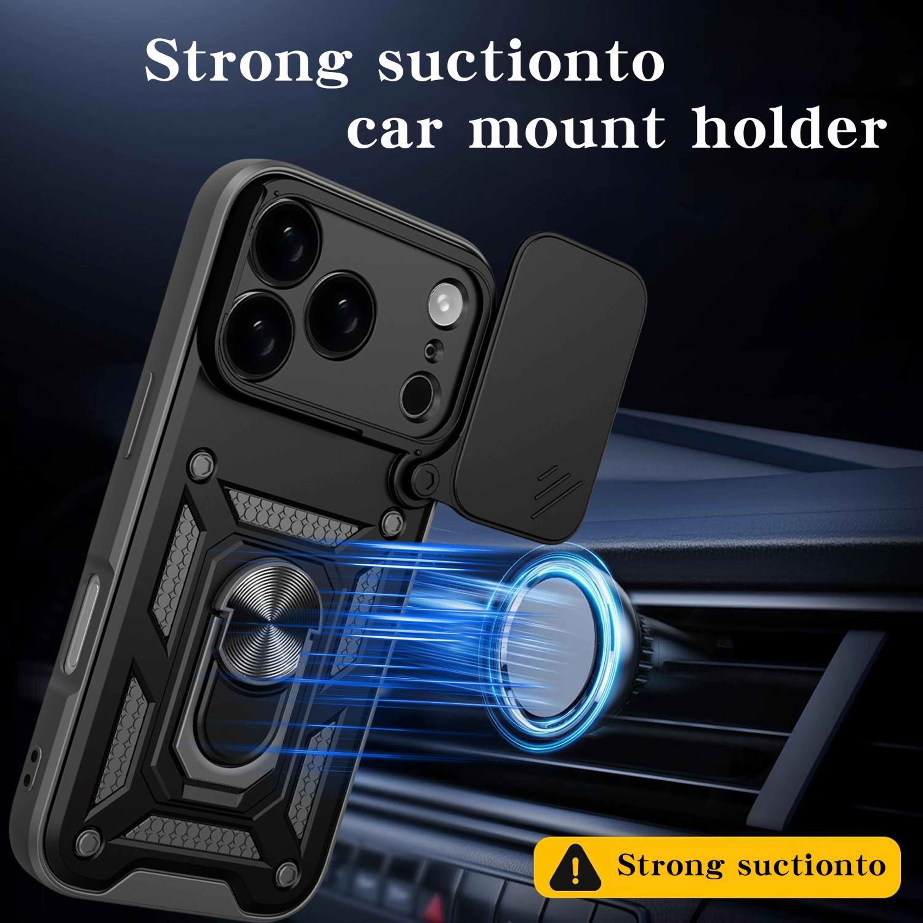 IPhone 18 Pro Sliding Camera Cover Case With Ring Stand And Magnetic Car Holder Compatibility 4