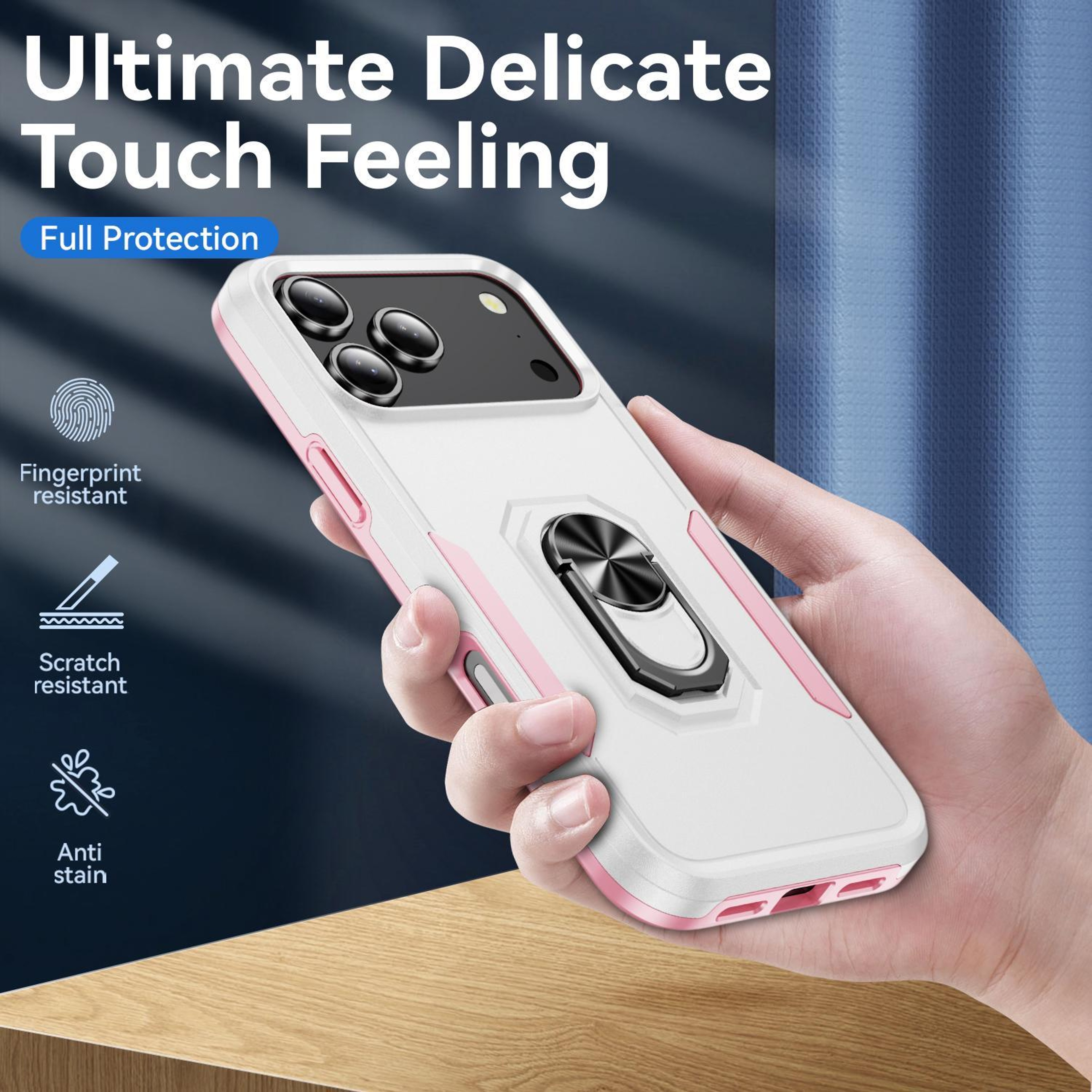 IPhone 18 Pro Max Heavy Duty PC TPU Case With Hidden Ring Stand 1
